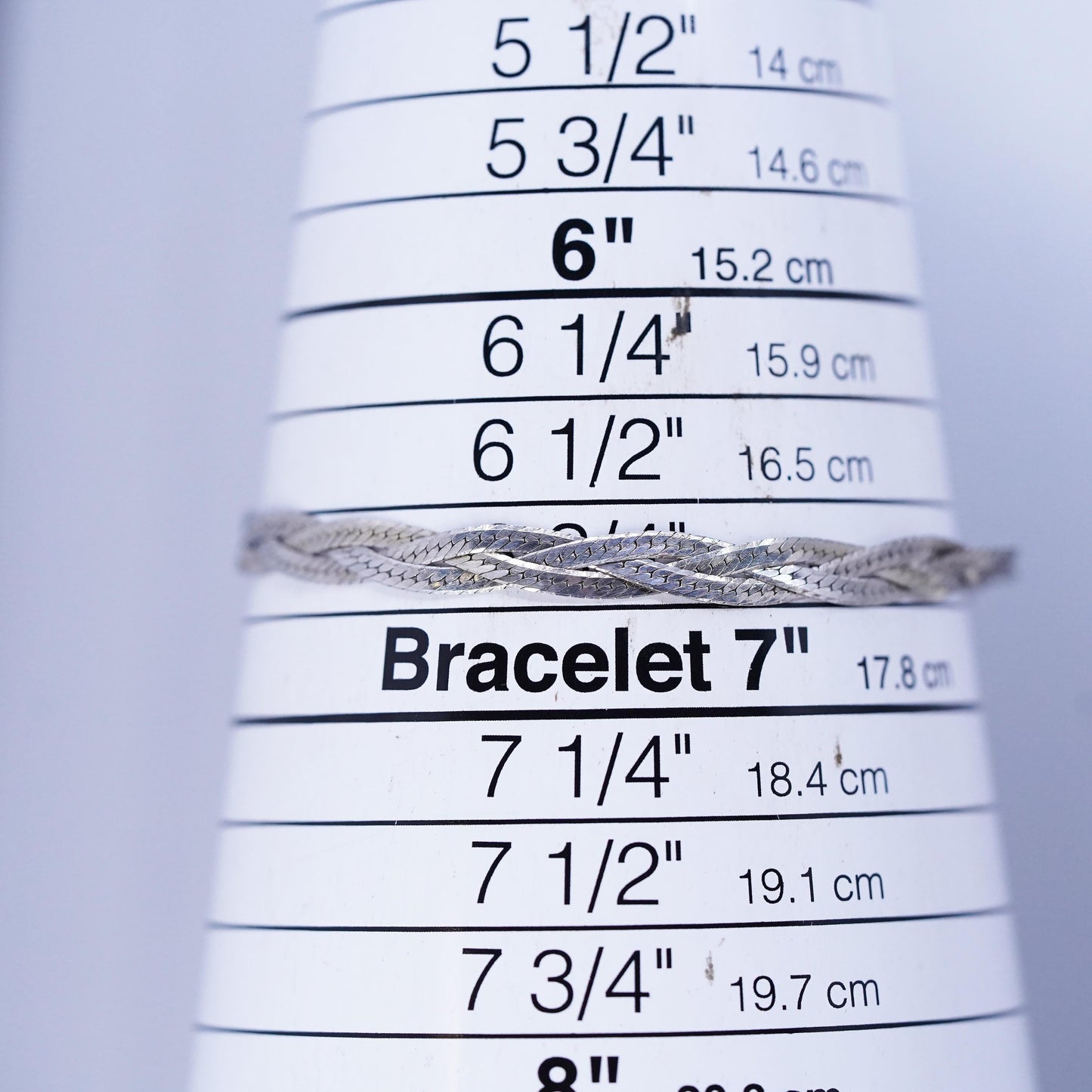 6.75" Italian Sterling 925 silver bracelet, woven braided herringbone chain