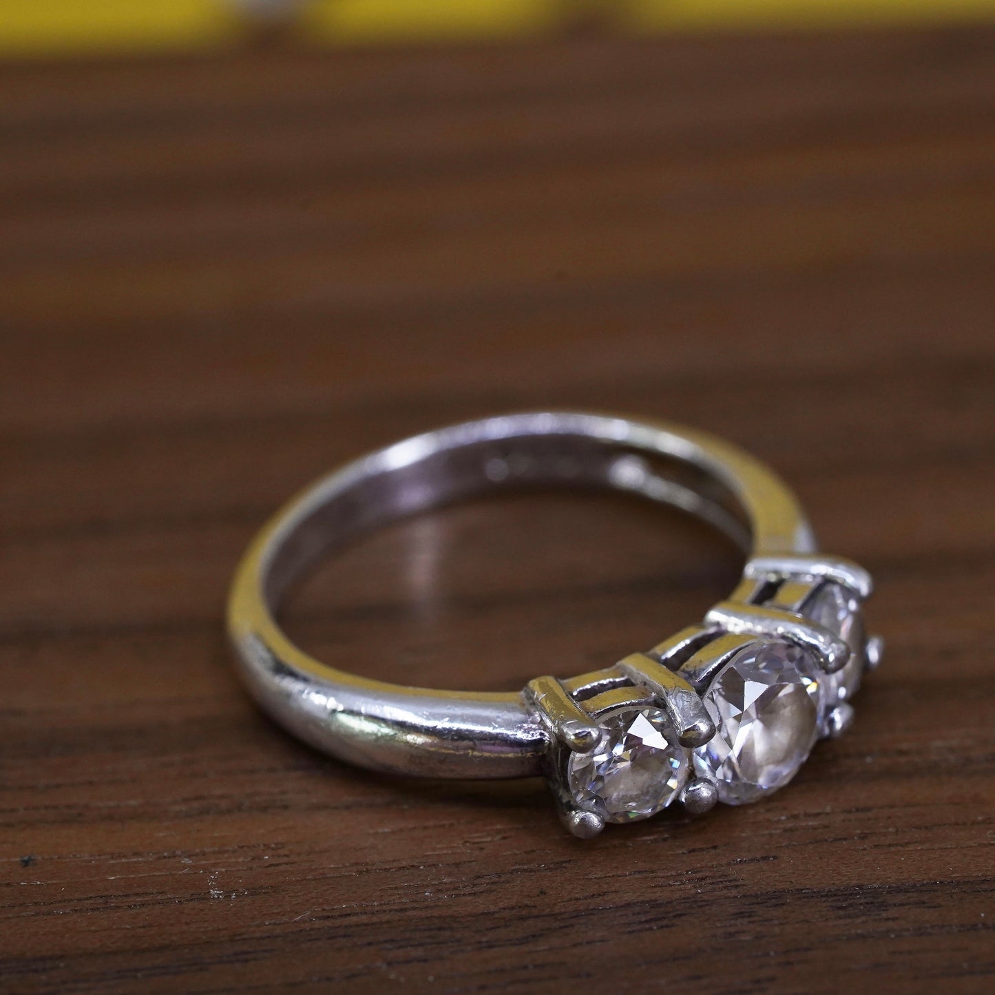 Size 7, vintage Sterling silver 925 engagement ring with cz