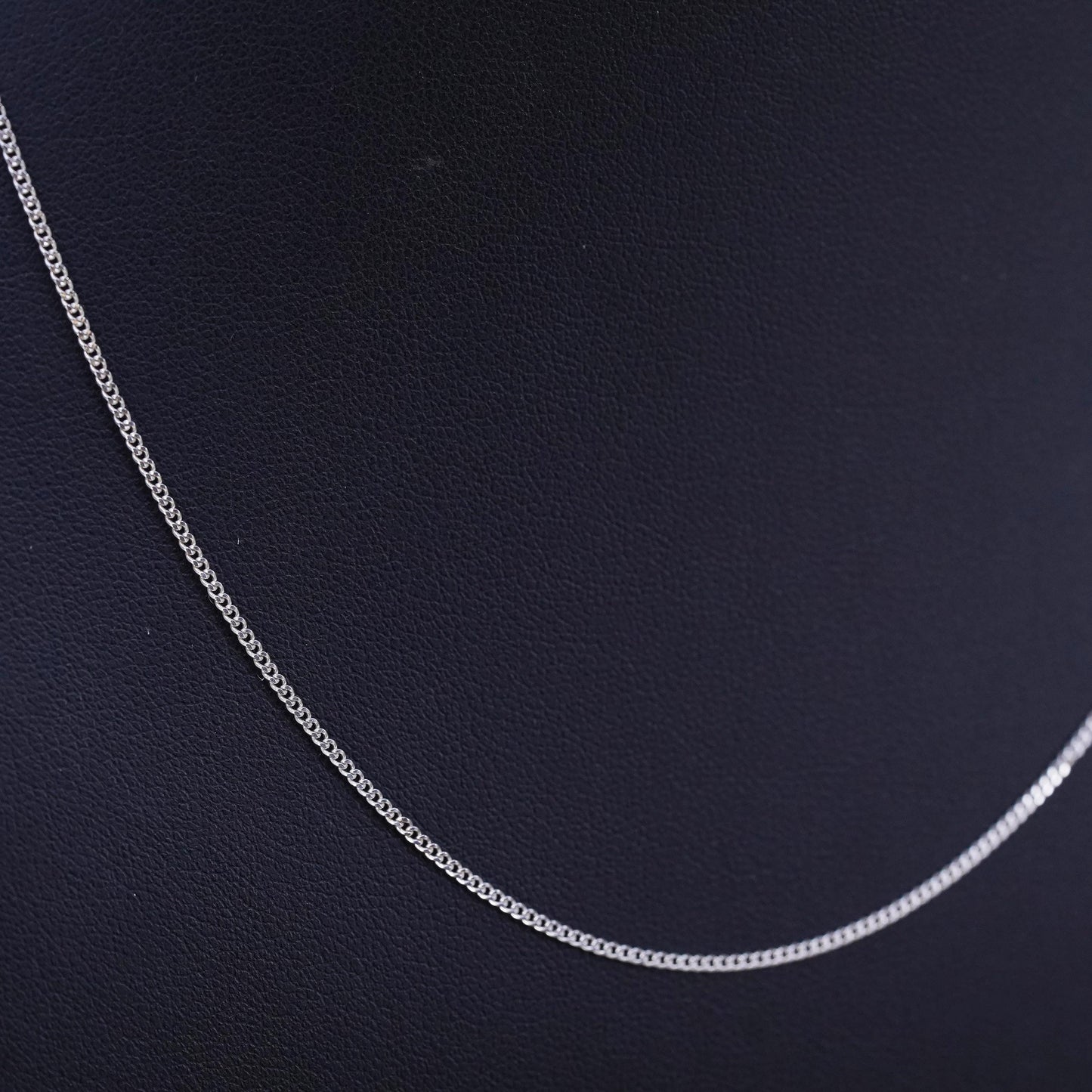 20”, 1mm, vintage Sterling silver necklace, 925 flatten curb chain