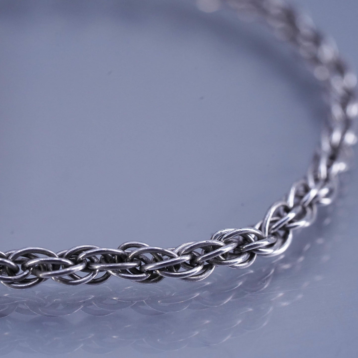 7”, vintage Italian Milor Sterling 925 silver bracelet, Singapore rope chain