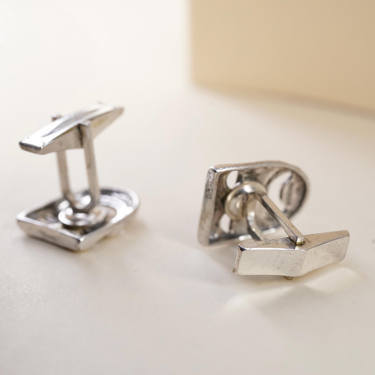 VTG southwestern sterling silver cuff links, 925 drama comedy faces cufflinks