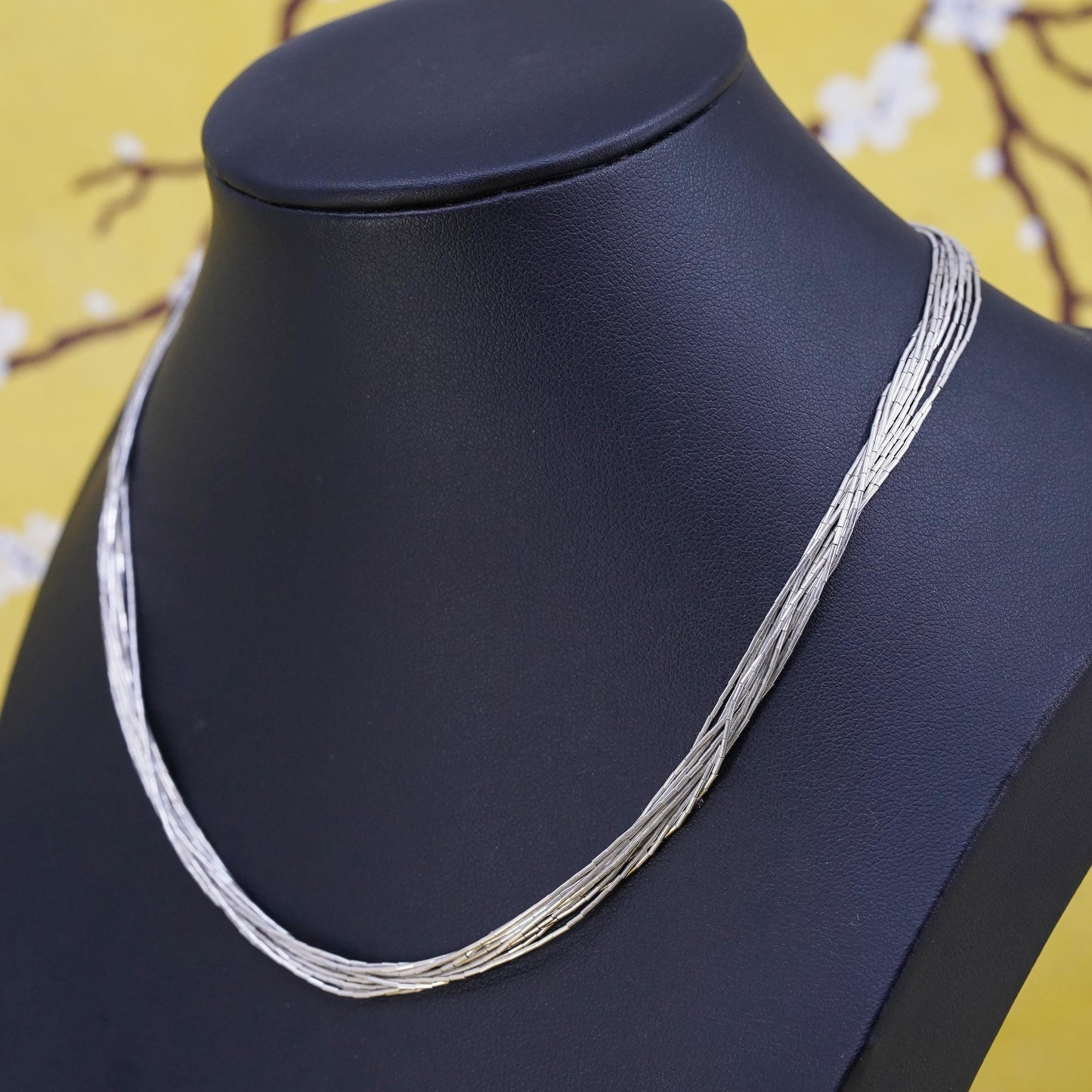 16”, Native American Sterling 925 liquid silver multi 10 strands chain necklace