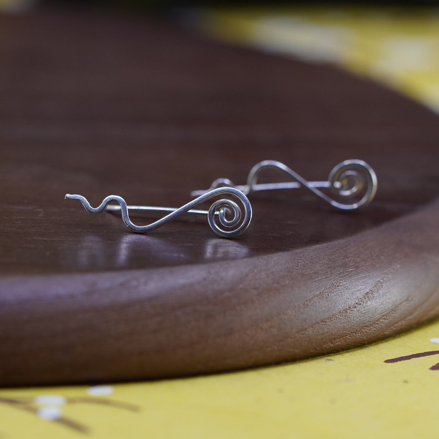 Vintage Sterling 925 silver handmade swirly spiral earrings