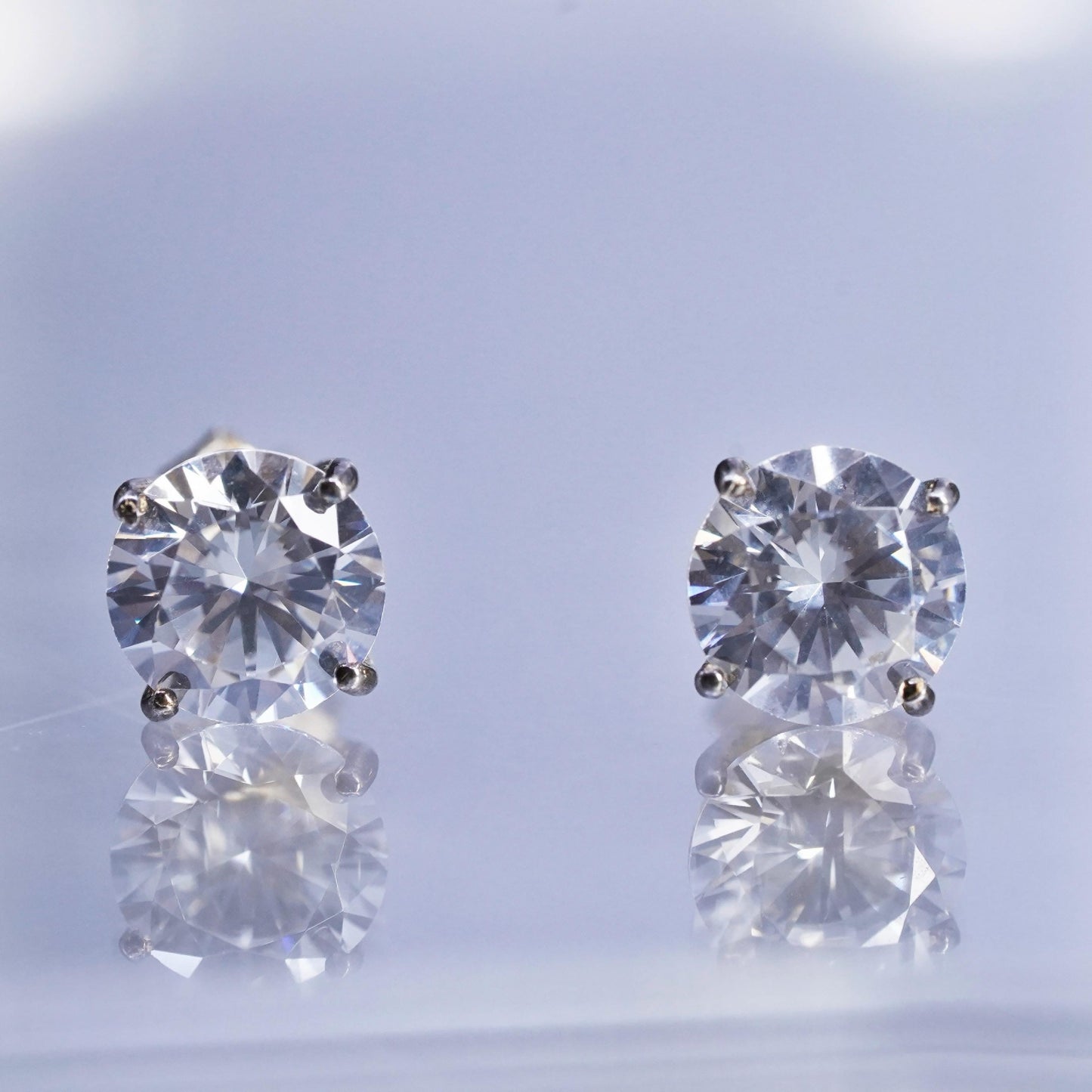 6mm Vintage rose gold Sterling 925 silver earrings, studs with round Cz