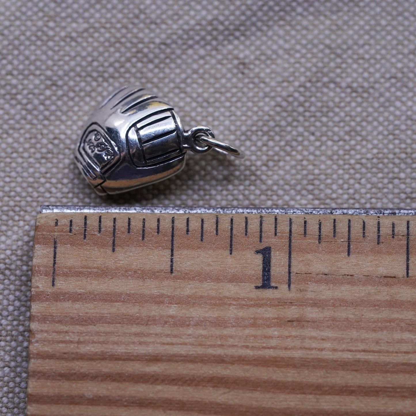 Vintage Sterling silver handmade ball charm, 925 baseball glove pendant