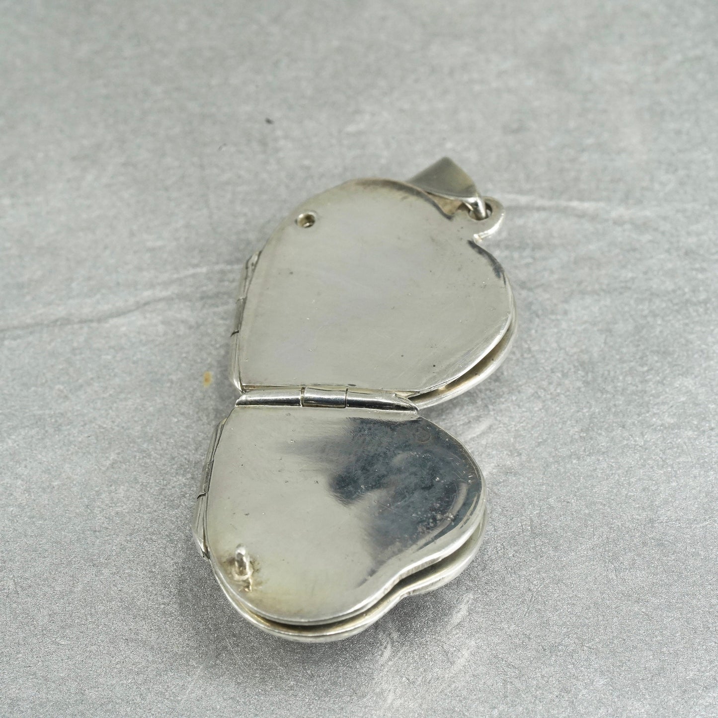 vintage Sterling silver handmade charm, textured 925 heart 4 photos locket