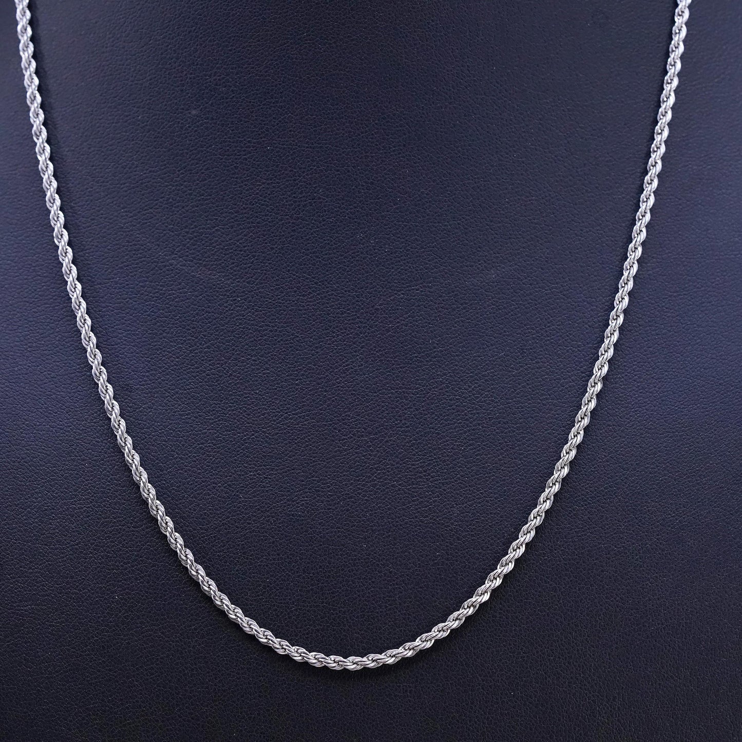 20" 2mm, vintage Sterling silver handmade necklace, 925 rope chain