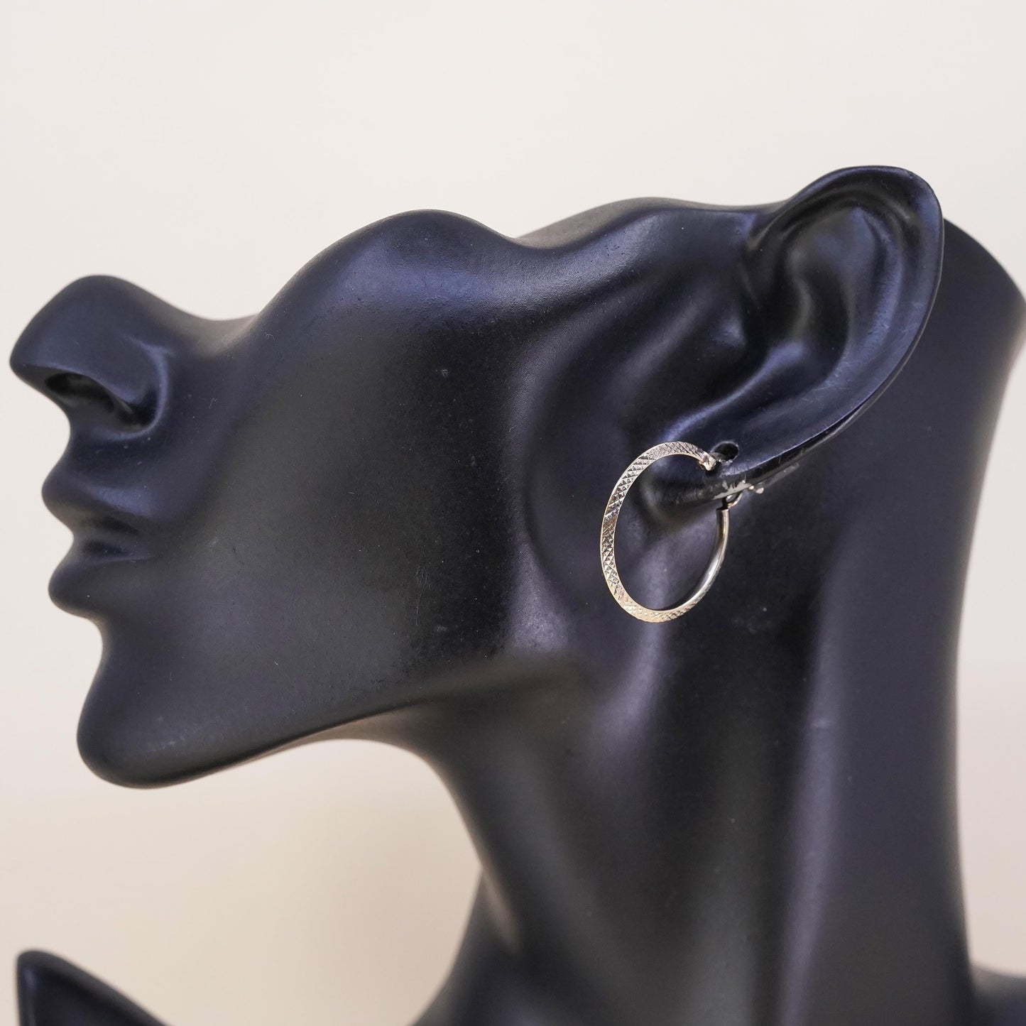 0.75", Vintage vermeil yellow gold over sterling silver single earring, hoop