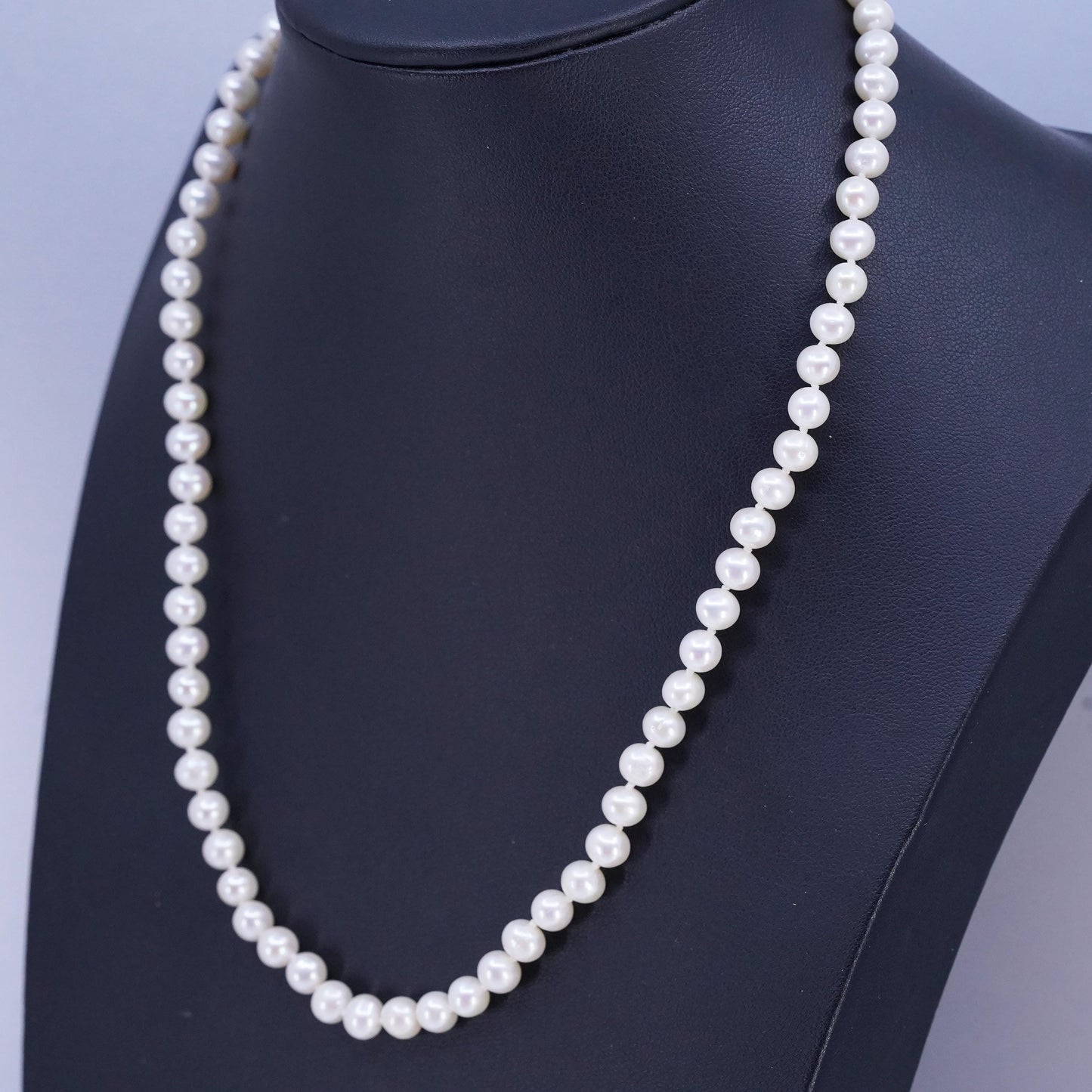 18", vintage 5mm freshwater pearl bead necklace with Sterling 925 silver clasp