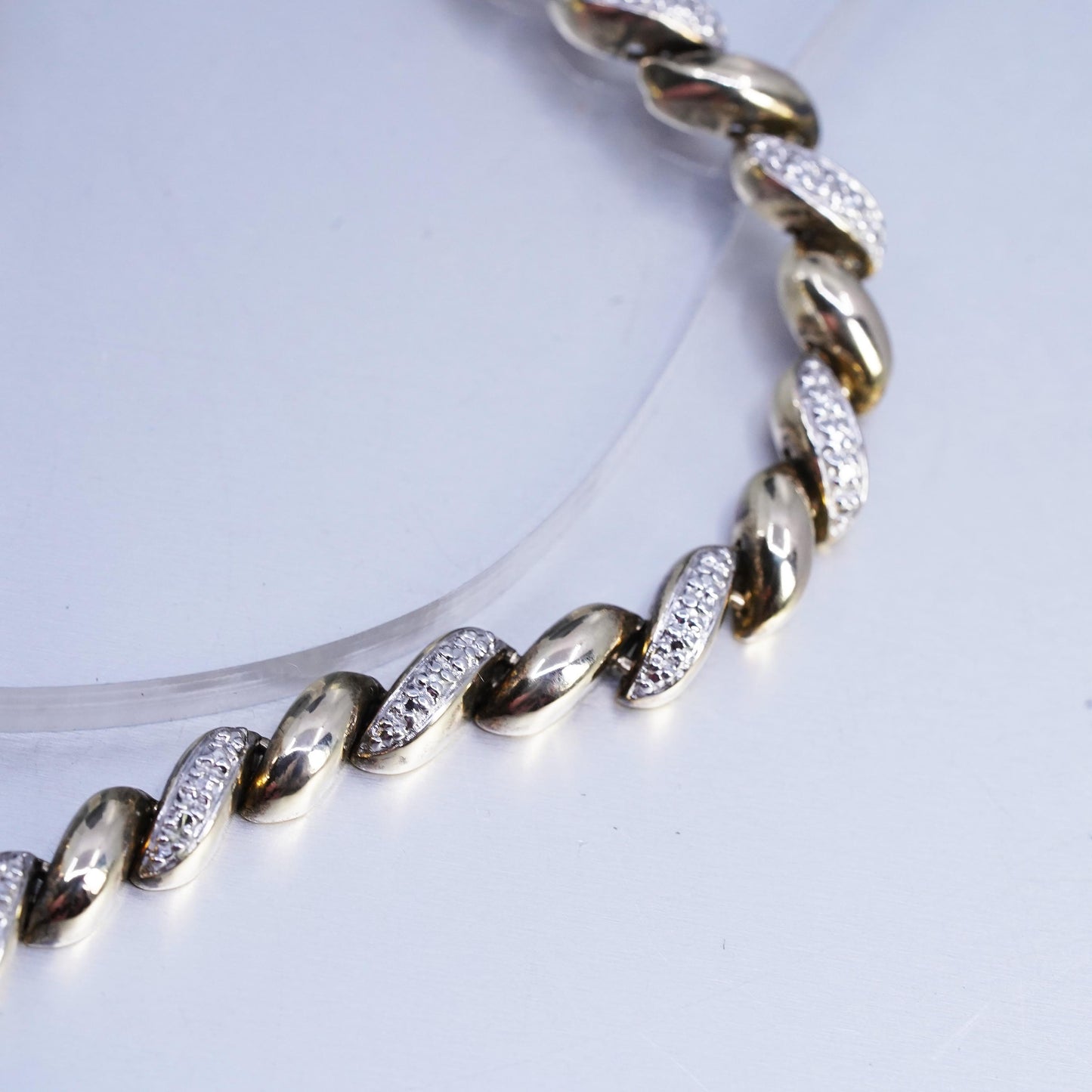 18" two tone vermeil gold over Sterling 925 silver San Marco necklace diamond