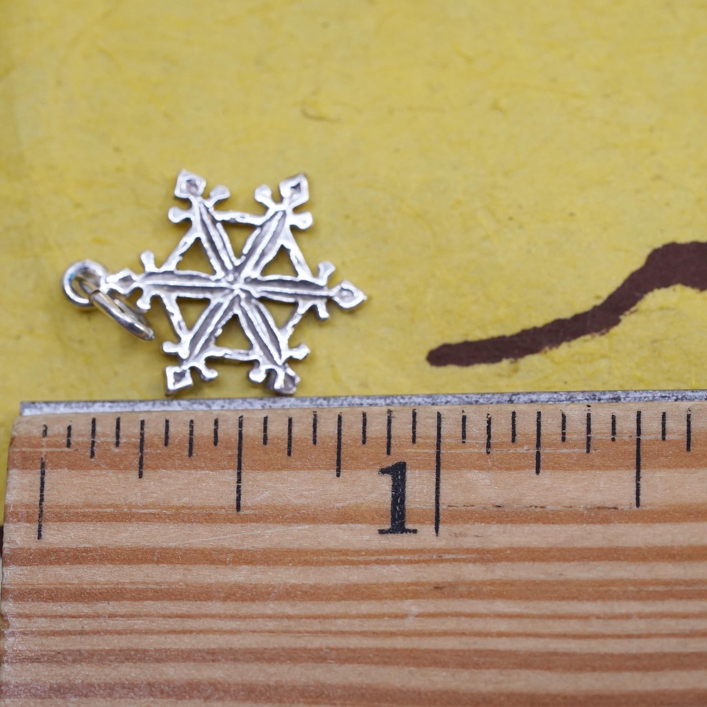 Vintage sterling 925 silver handmade snowflake charm pendant