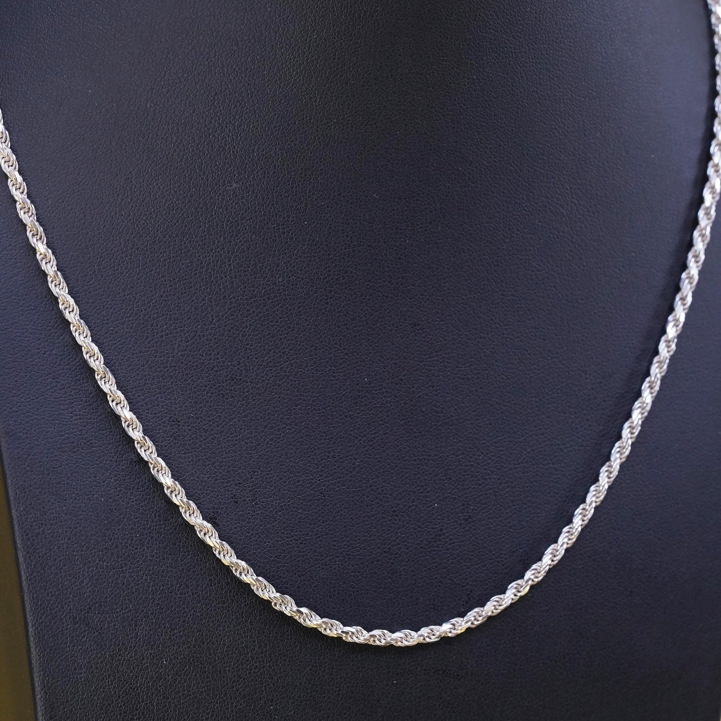 20”, 3mm, vintage Sterling silver necklace, Italy 925 rope chain