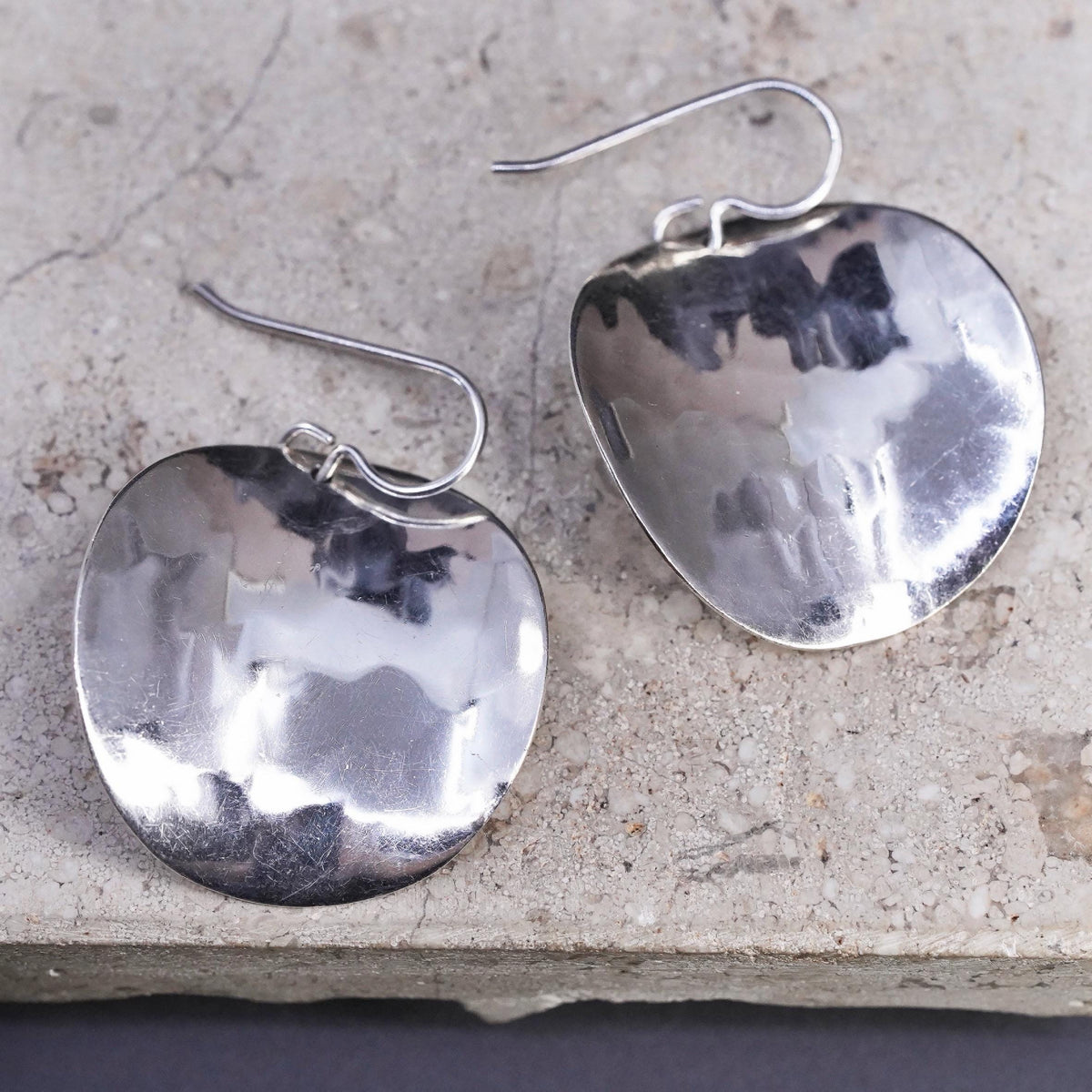 Vintage Dominique Dinouart Domingo DDD 925 Sterling Silver Disc Dangle Earrings