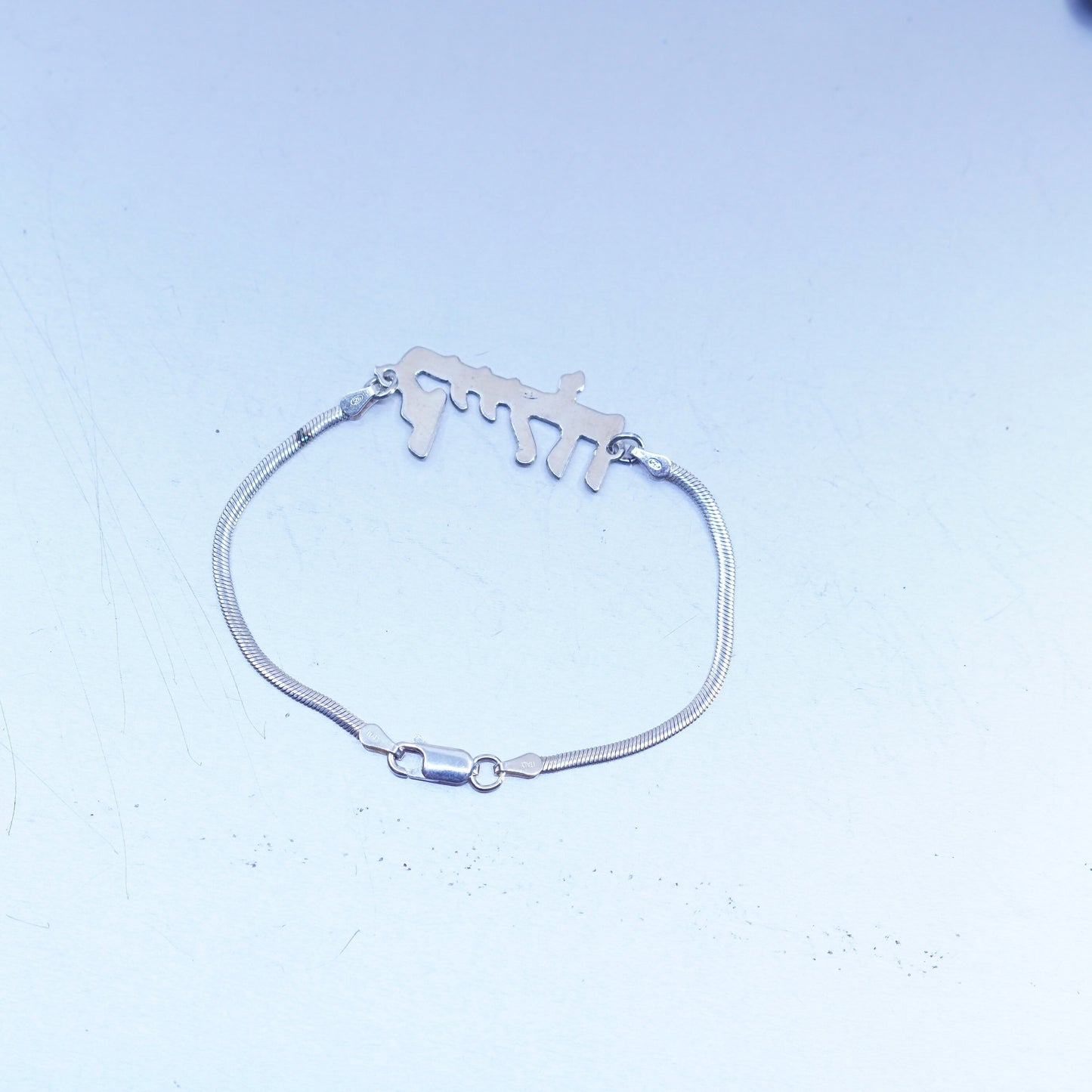 6.75”, 2mm, Sterling 925 silver handmade bracelet, flatten snake link chain