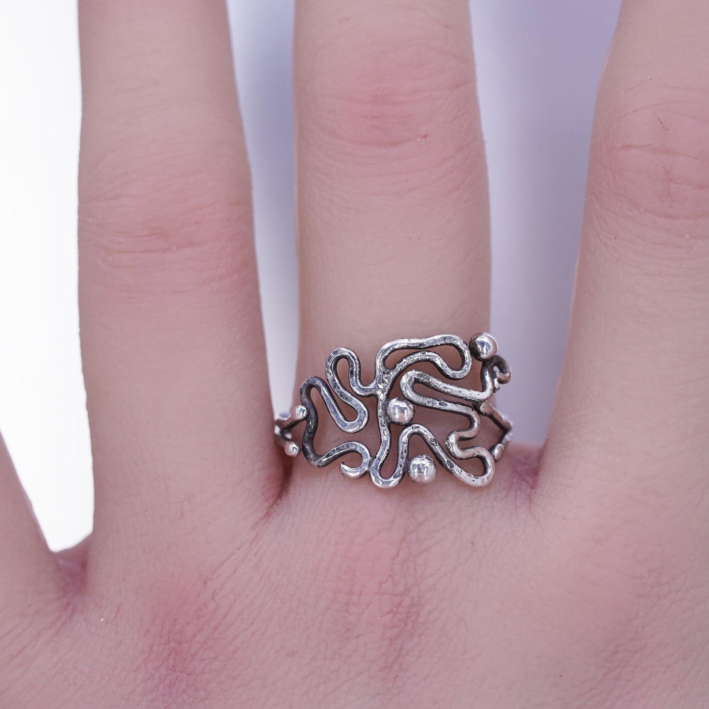 Size 10, vintage Sterling 925 silver handmade ring, wired band