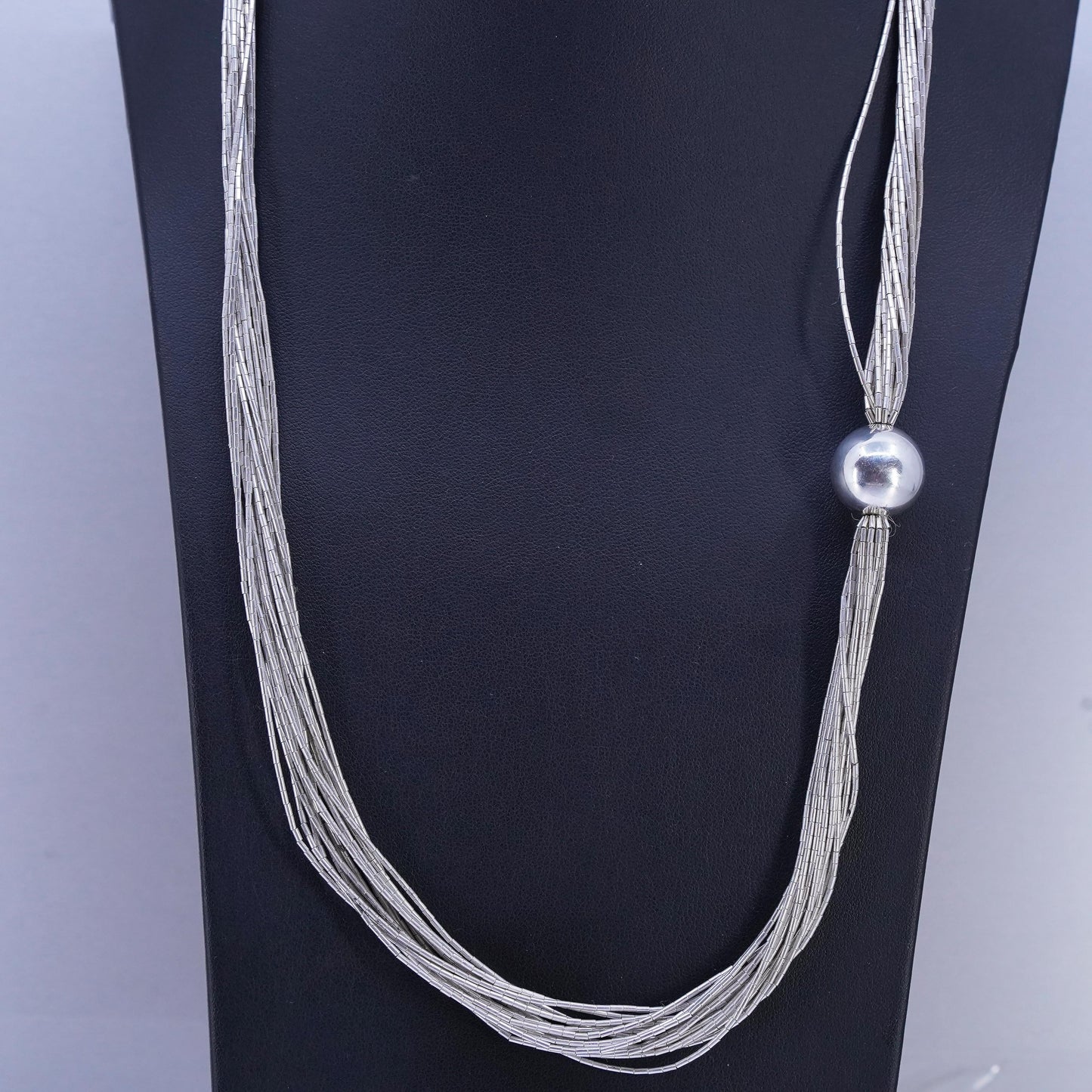 24", Native American Sterling 925 multi 16 strands liquid silver necklace