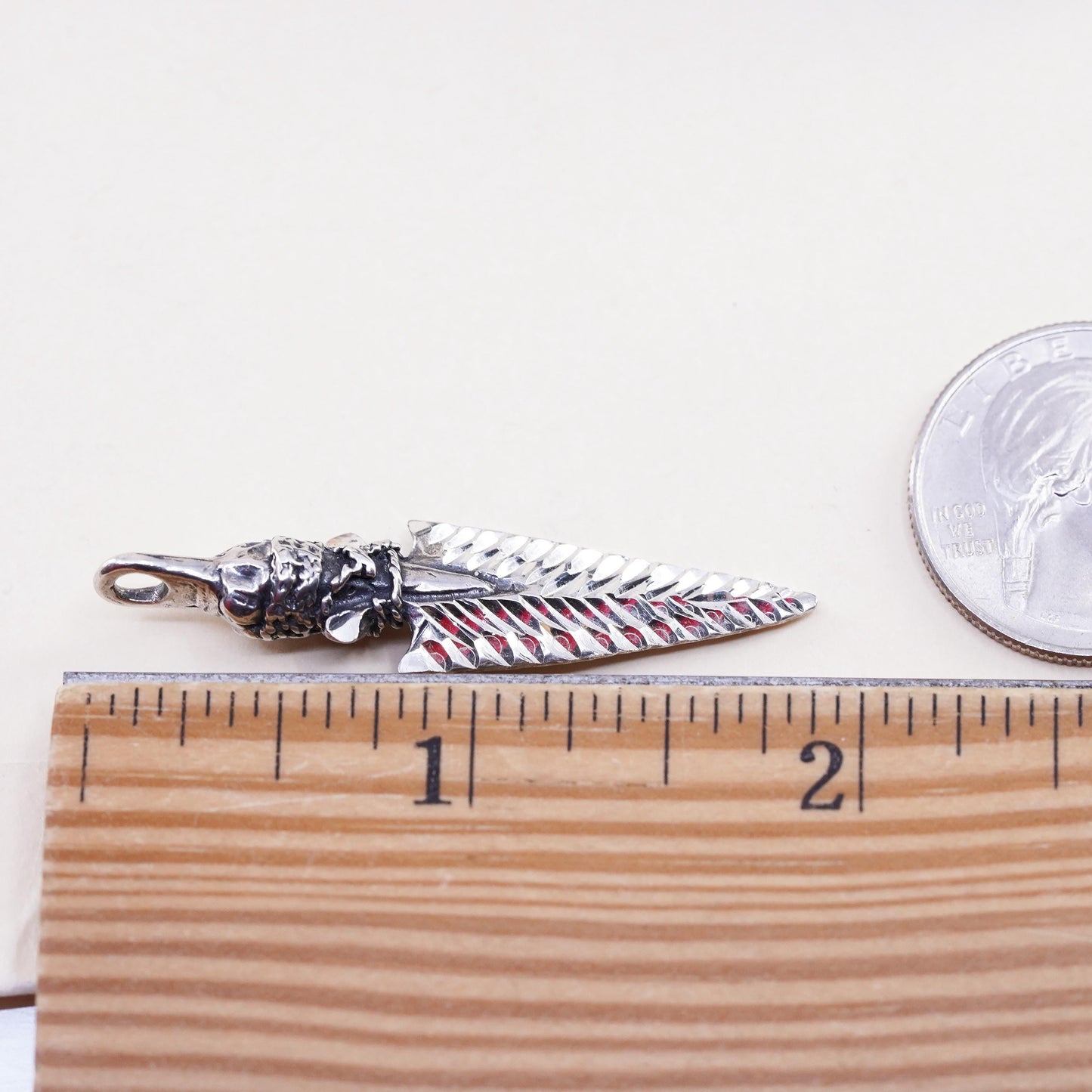 vintage southwestern Black Hills handmade sterling 925 textured arrow pendant