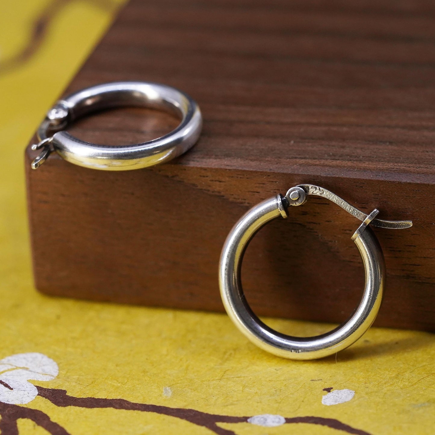 0.75”, Vintage Sterling silver handmade earrings, 925 hoops