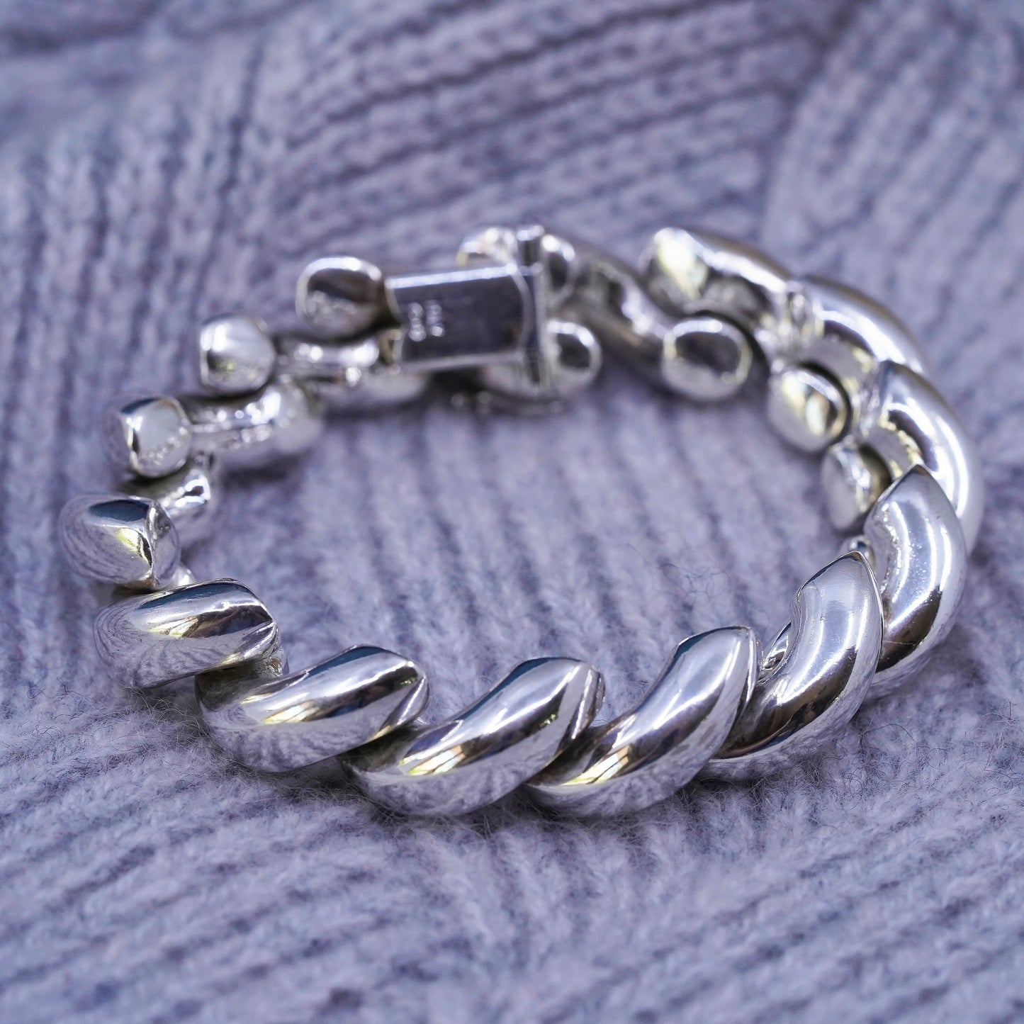 6", 15mm, vintage Italian Sterling silver men's bracelet, 925 San Marco chain