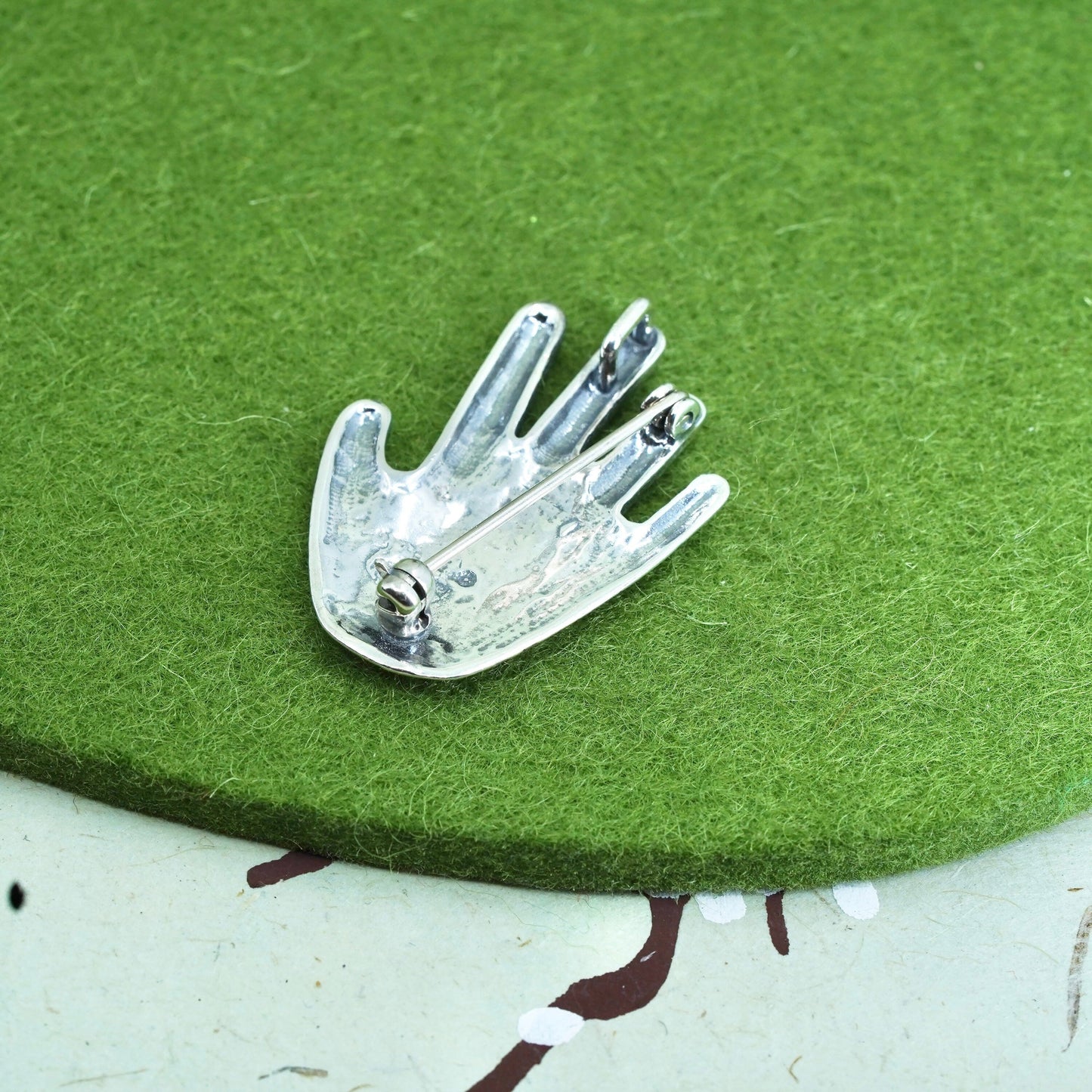 Sterling silver handmade brooch, 925 spiral hand healing and protection pendant