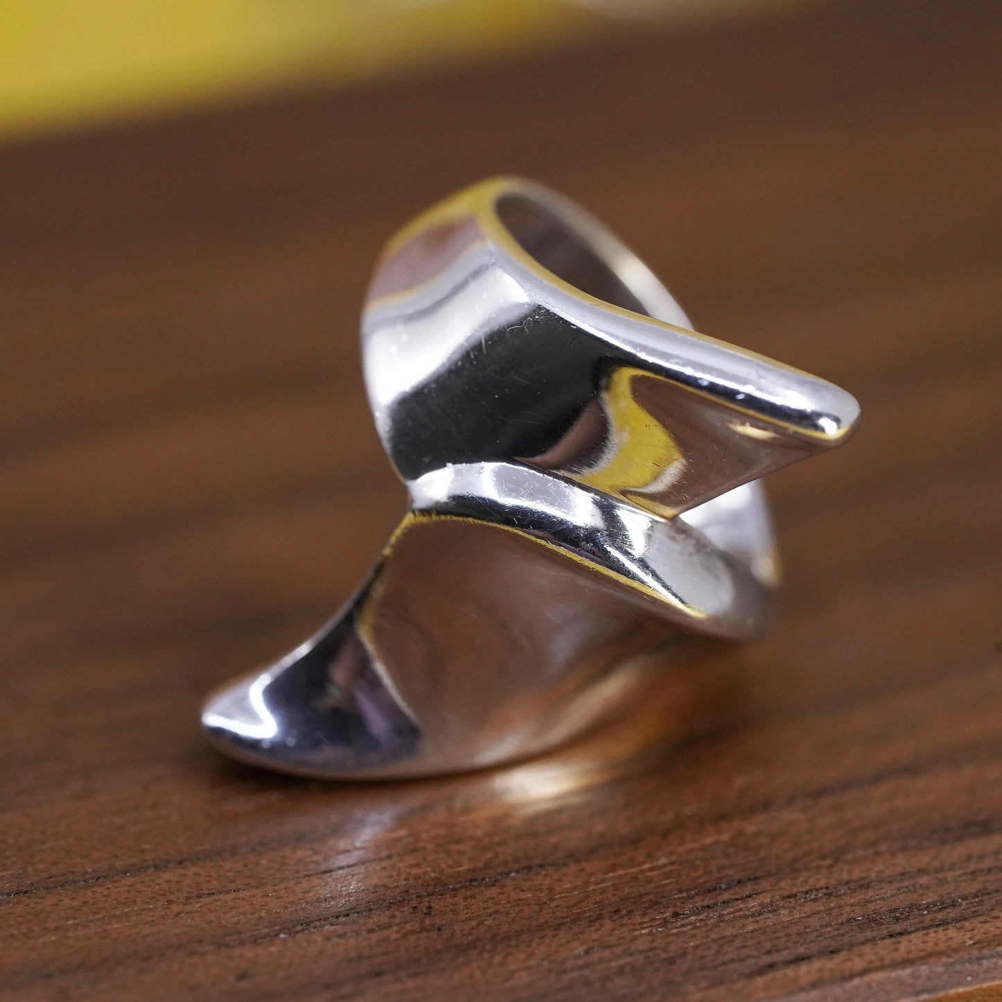 Size 6, vintage Sterling silver handmade ring, Modern 925 wavy band