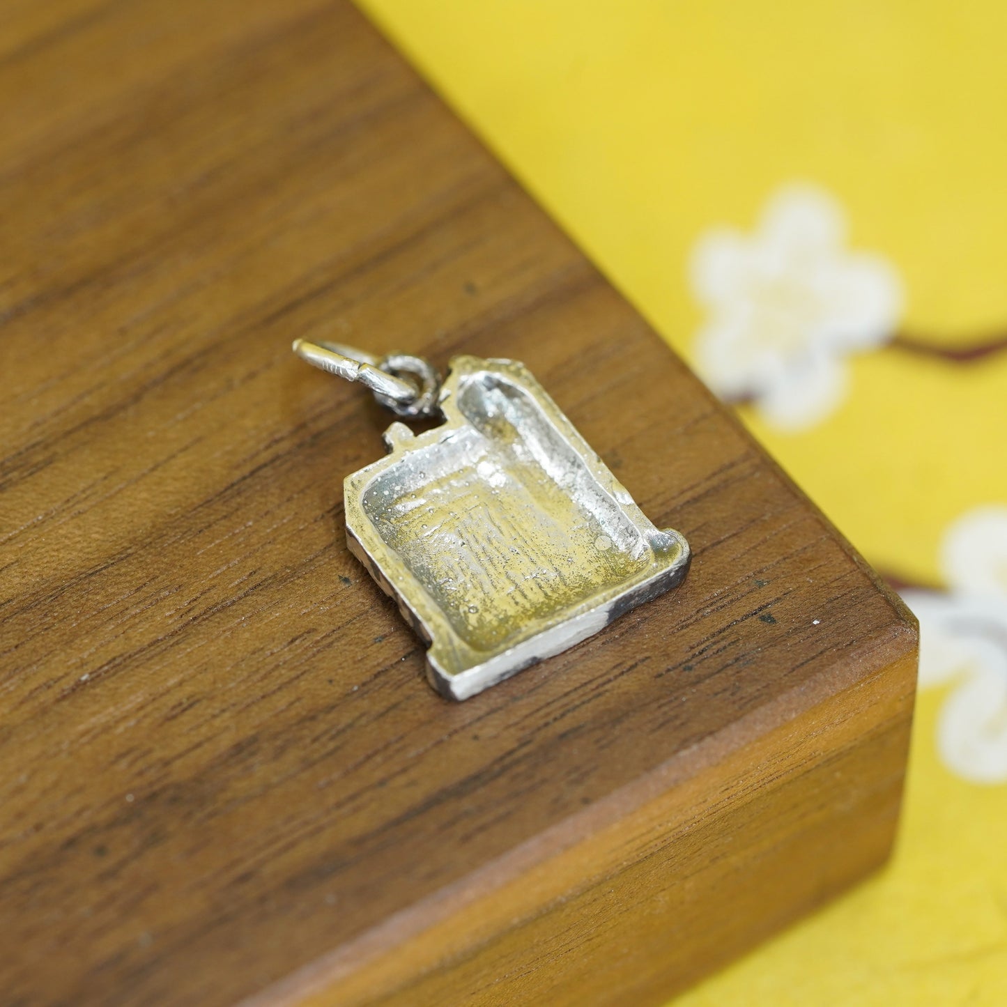 Vintage Sterling 925 silver handmade house pendant charm