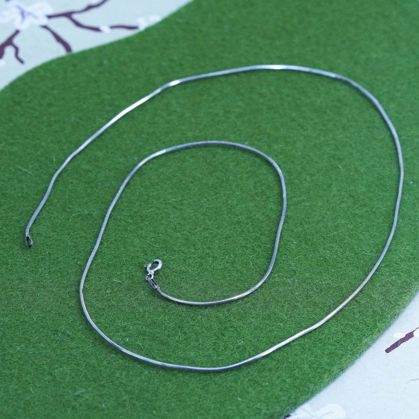 24", 1mm, Vintage sterling silver snake chain, Italy 925 necklace