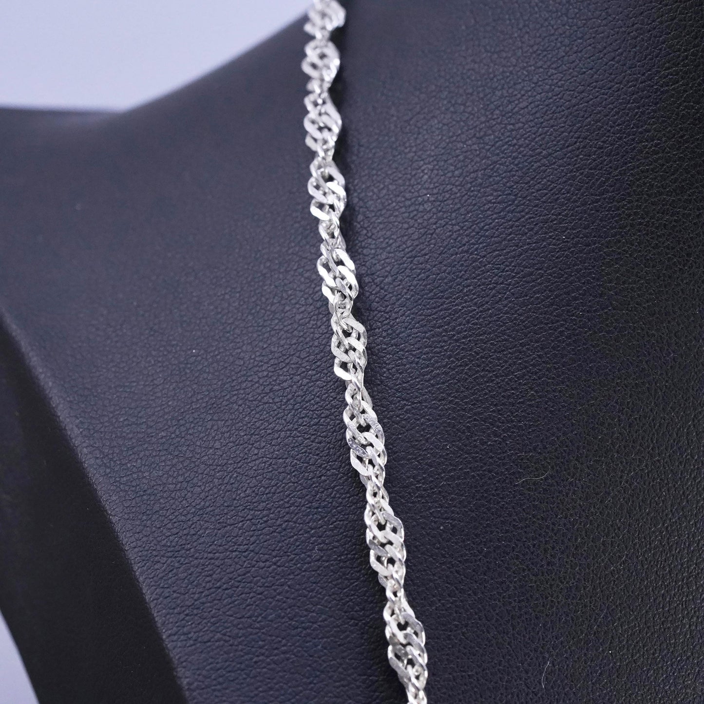 25", vintage Italian Sterling silver handmade necklace, 925 twisted curb chain