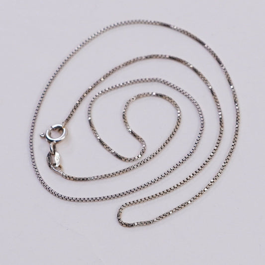18”, 1mm, Vintage vermeil gold over sterling 925 silver box chain, necklace, stamped 925