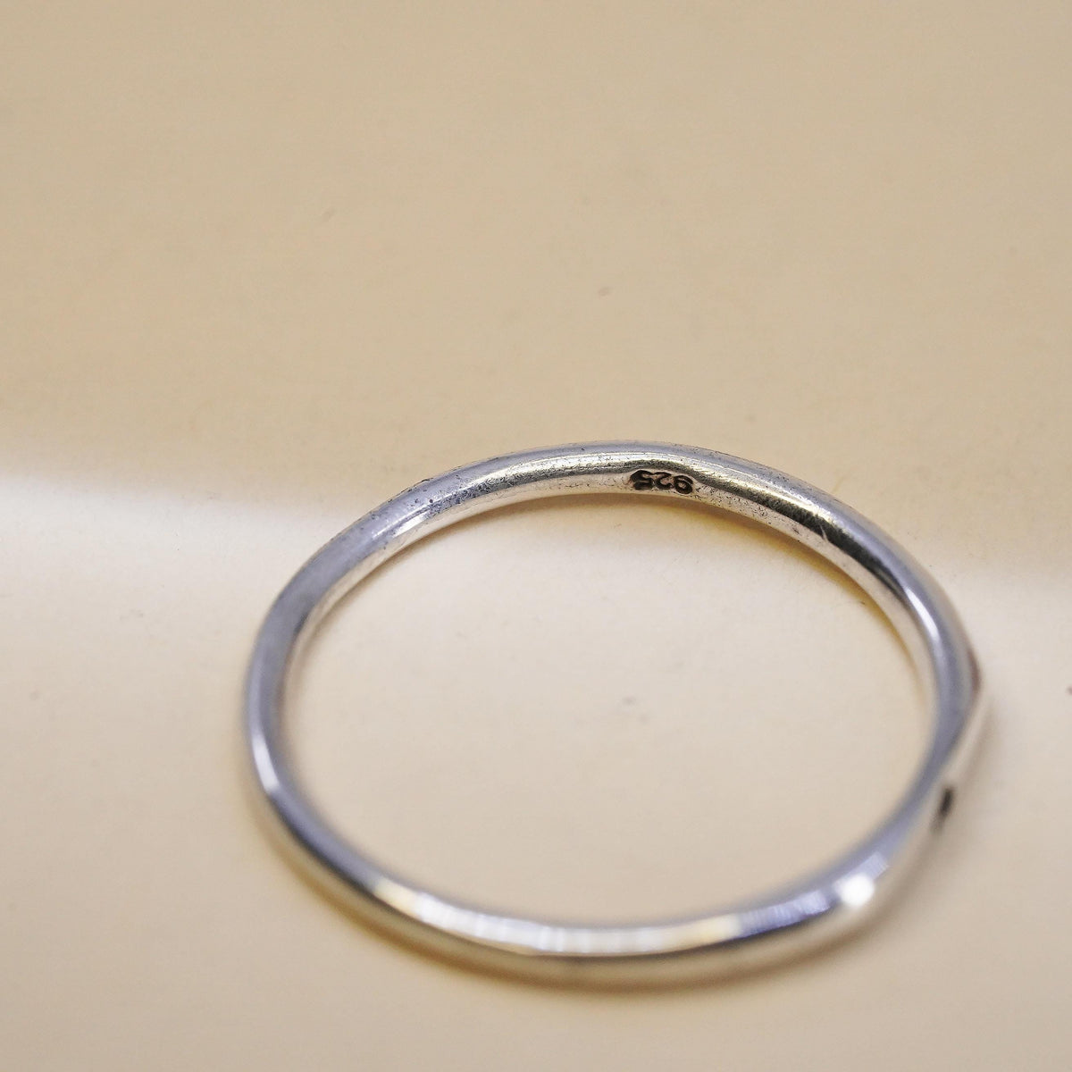 Size 6, Vintage sterling silver handmade stackable ring, 925 heart band