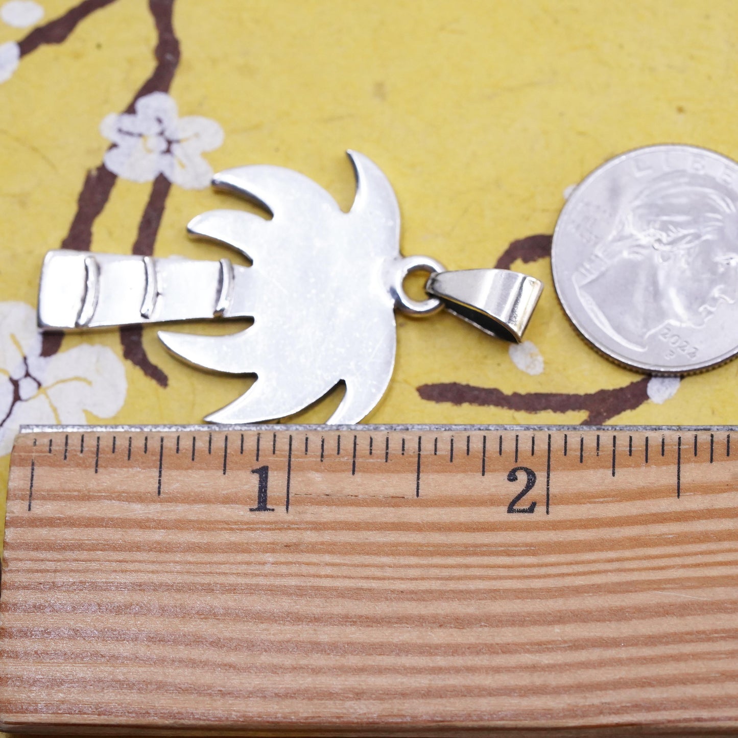Vintage southwestern handmade solid sterling 925 silver palm tree pendant