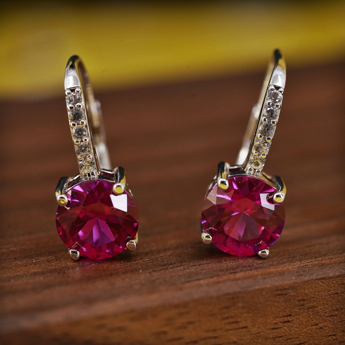 Vintage Sterling 925 silver earrings with ruby