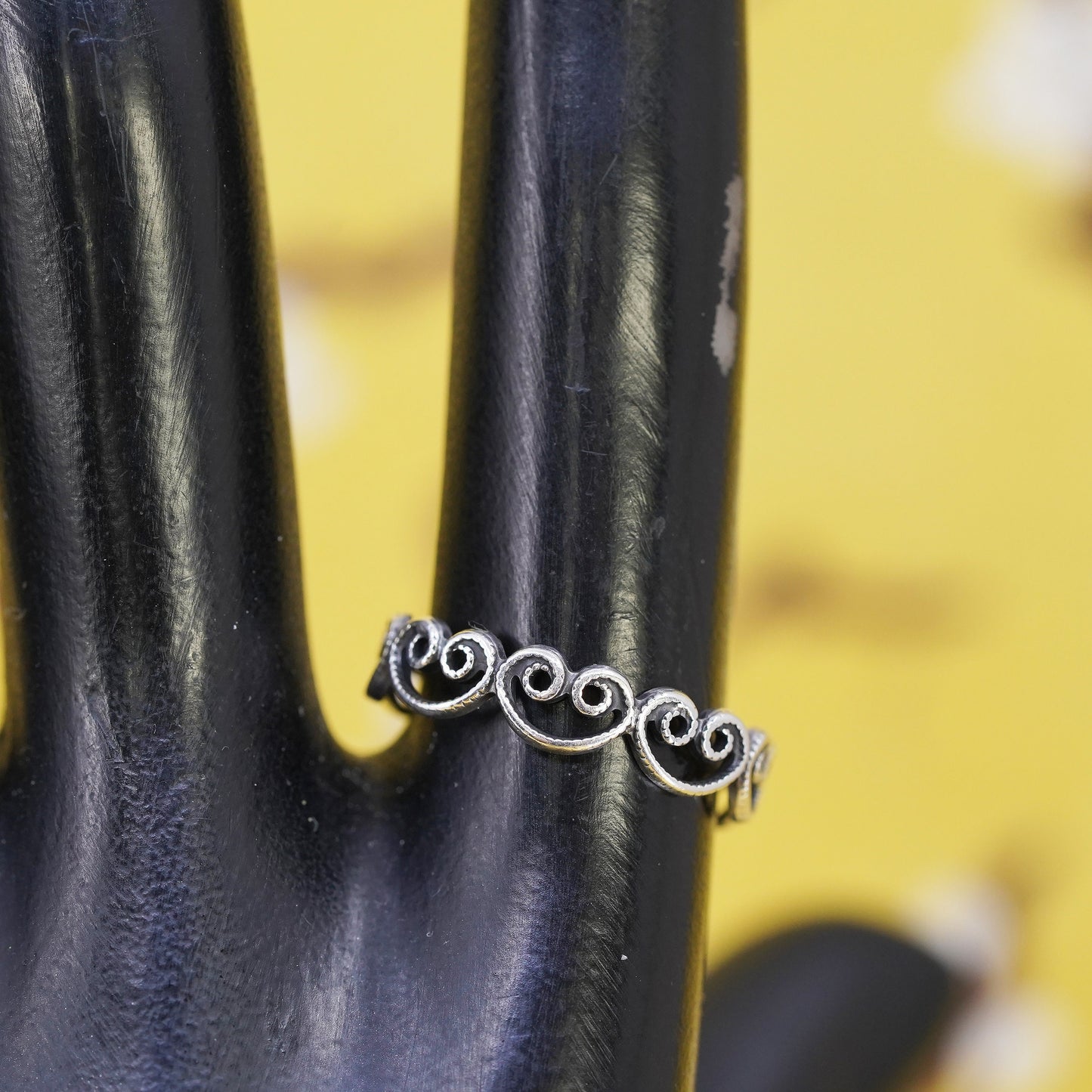 Size 7, vintage Sterling silver handmade ring, 925 filigree band