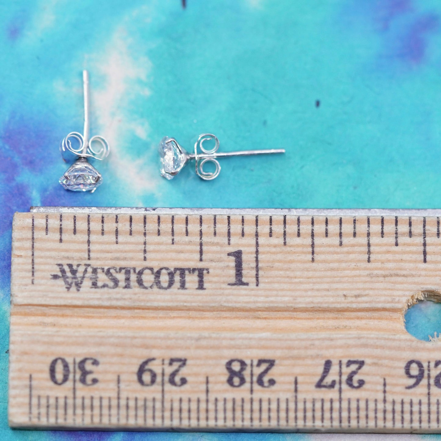5mm, Sterling silver clear round crystal studs, cz earrings