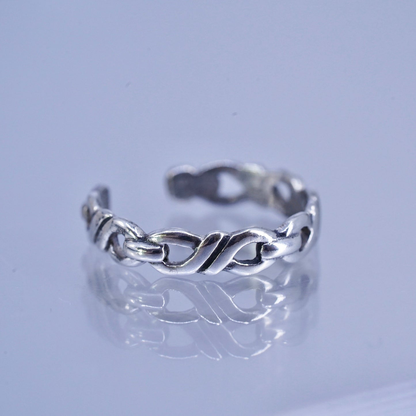 Size 4.25, southwestern Sterling 925 silver handmade ring, textured open band