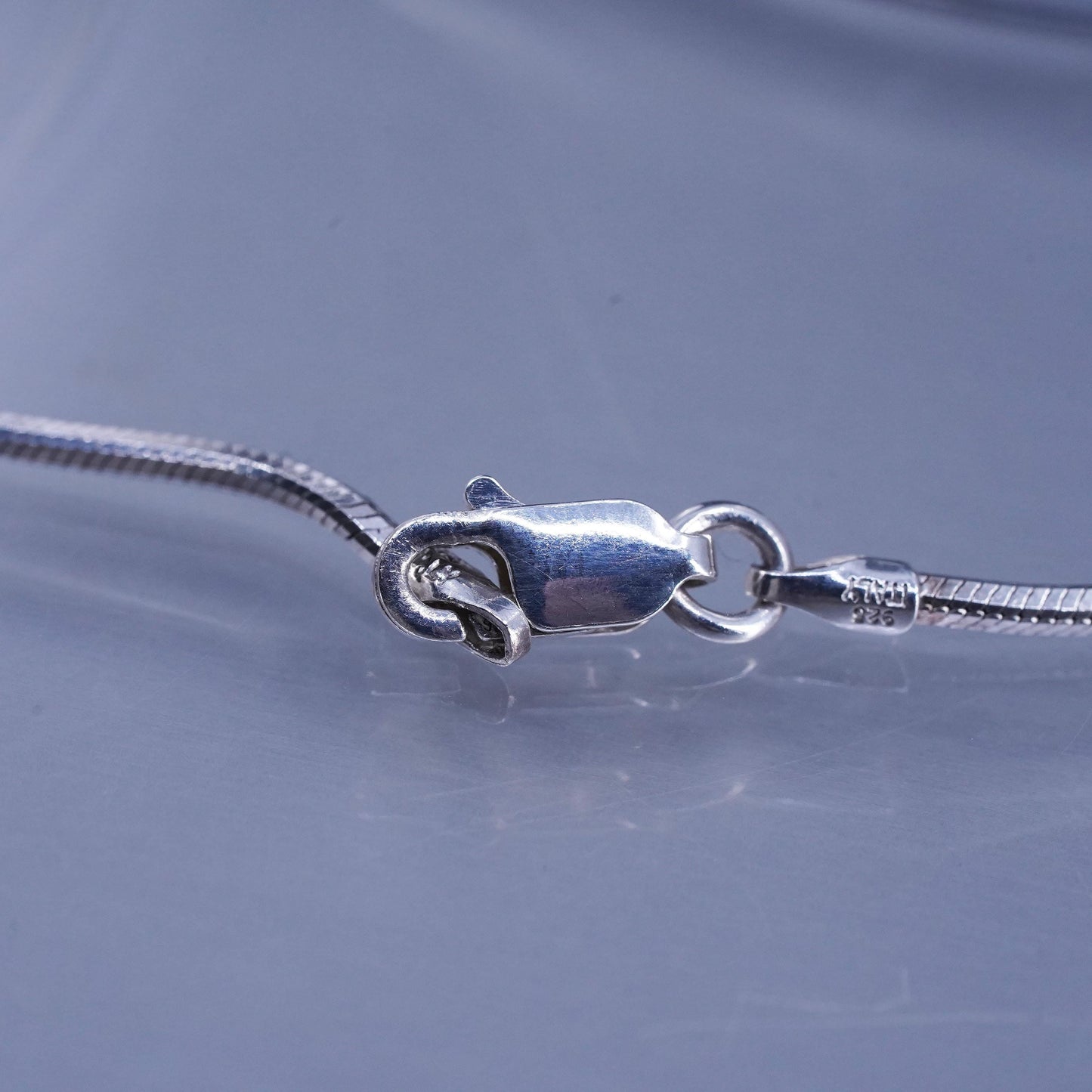 18” 1mm, vintage Italian Sterling 925 silver square snake chain necklace