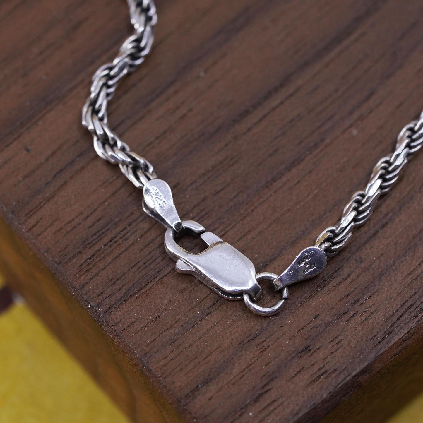 7”, 3mm, vintage Sterling silver Singapore rope bracelet, Italy 925 chain