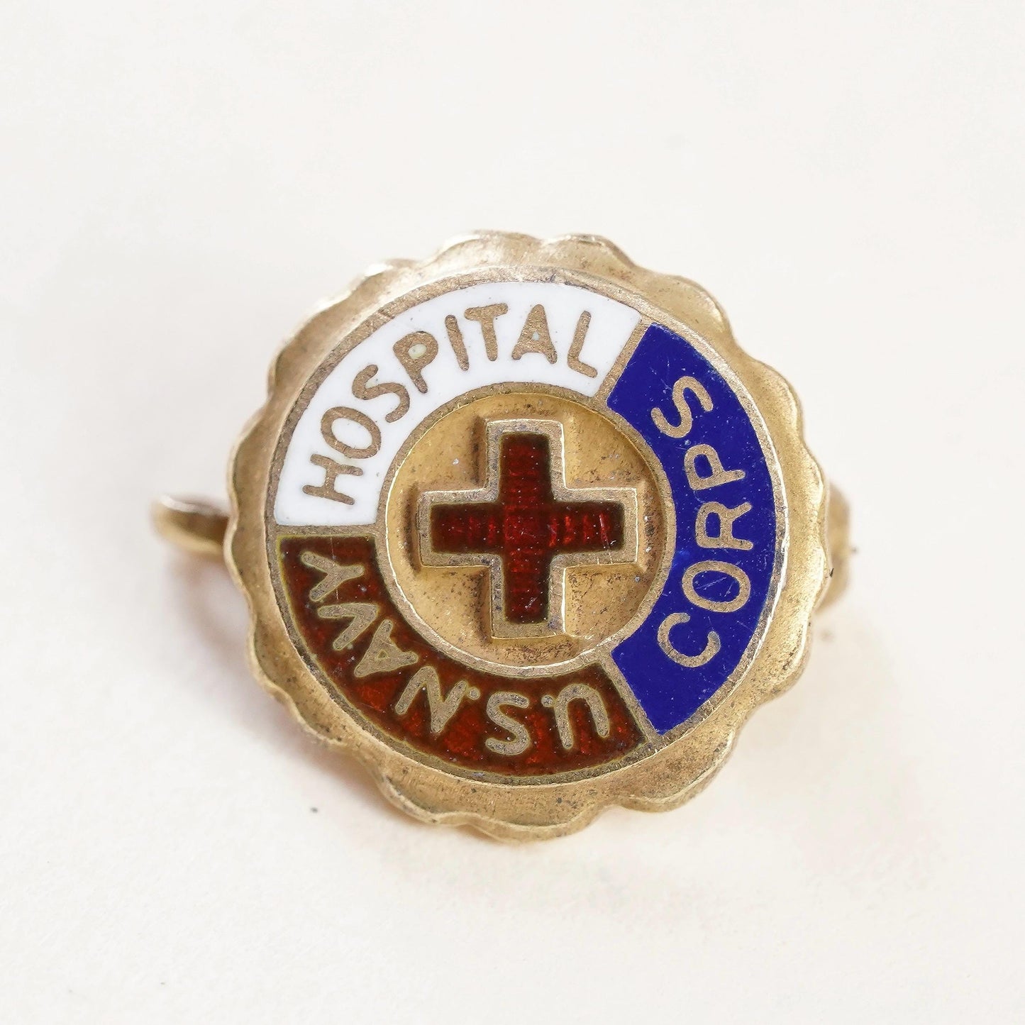 U.S. Navy Hospital Corps Lapel Pin, gold sterling silver 925 Cross Military