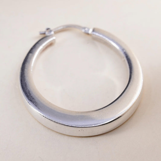 1.25", Vintage Italian Milor sterling silver 950 single 1 earring, square hoop