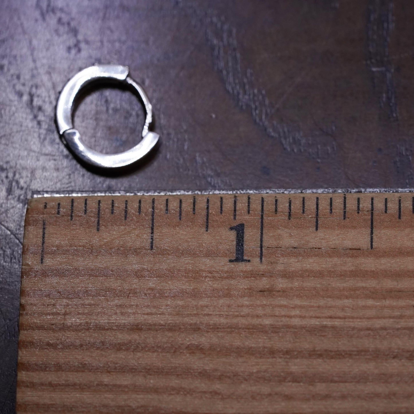 0.5”, Vintage sterling silver single earring, 925 huggie hoop with cz