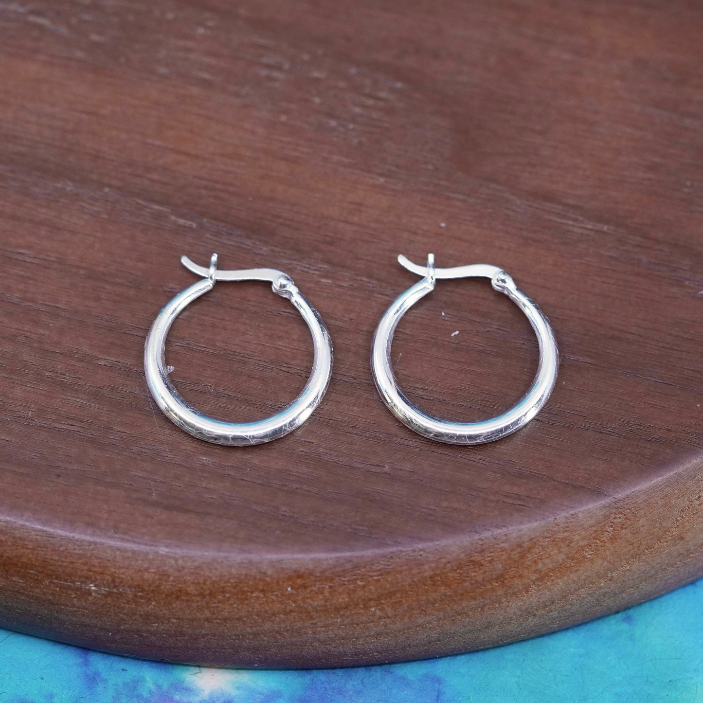 0.75”, Vintage Sterling silver handmade earrings, maxico 925 hoops