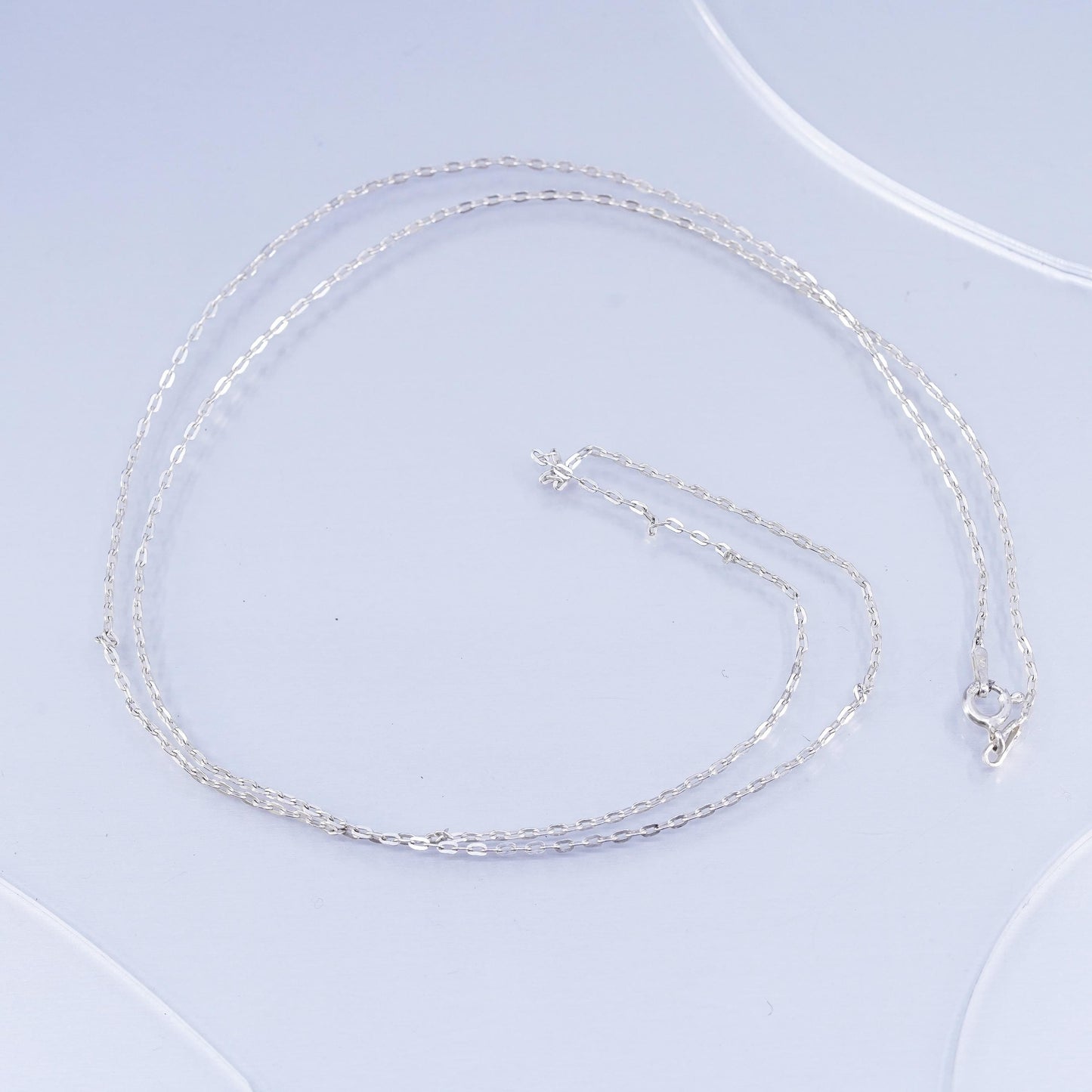 24” 1mm, vintage Sterling 925 silver elongated chain necklace