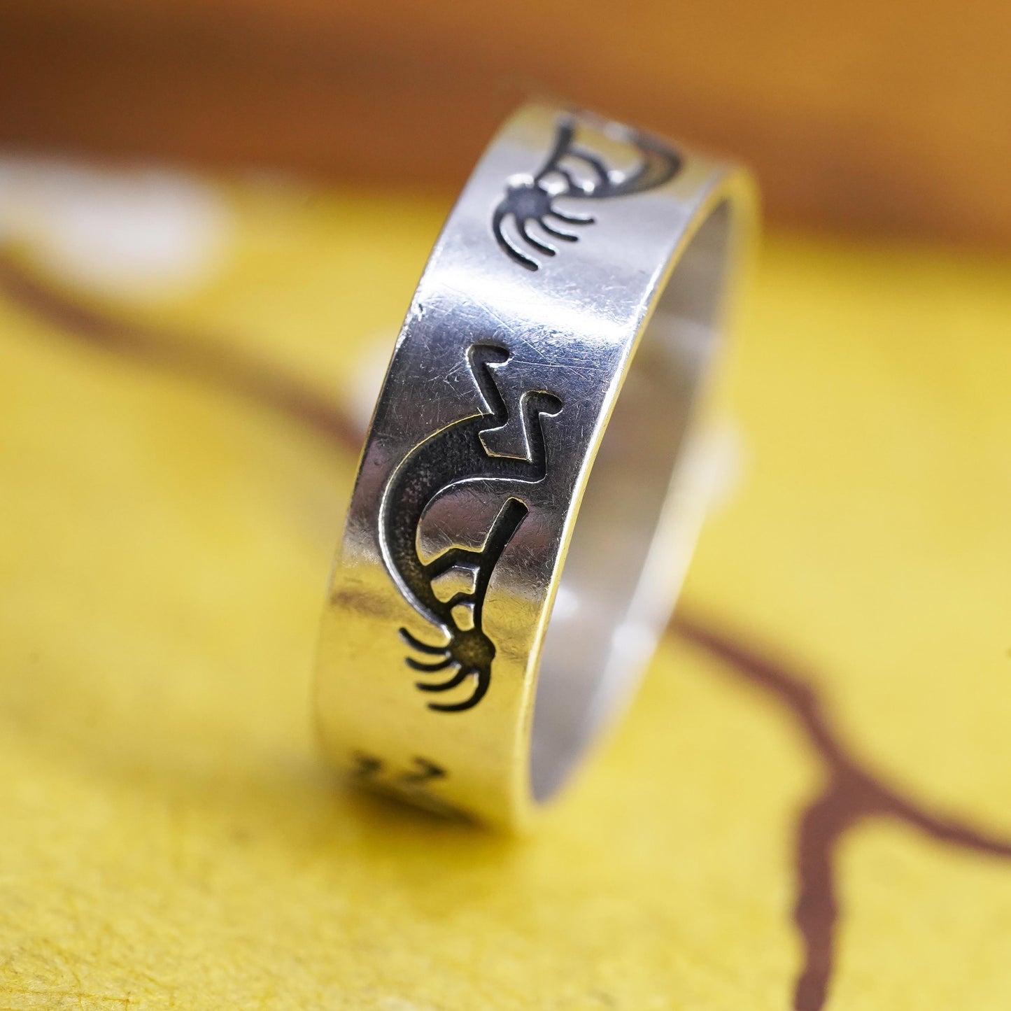 Size 8, VTG Wheeler jewelry Sterling silver handmade ring, 925 kokopelli band