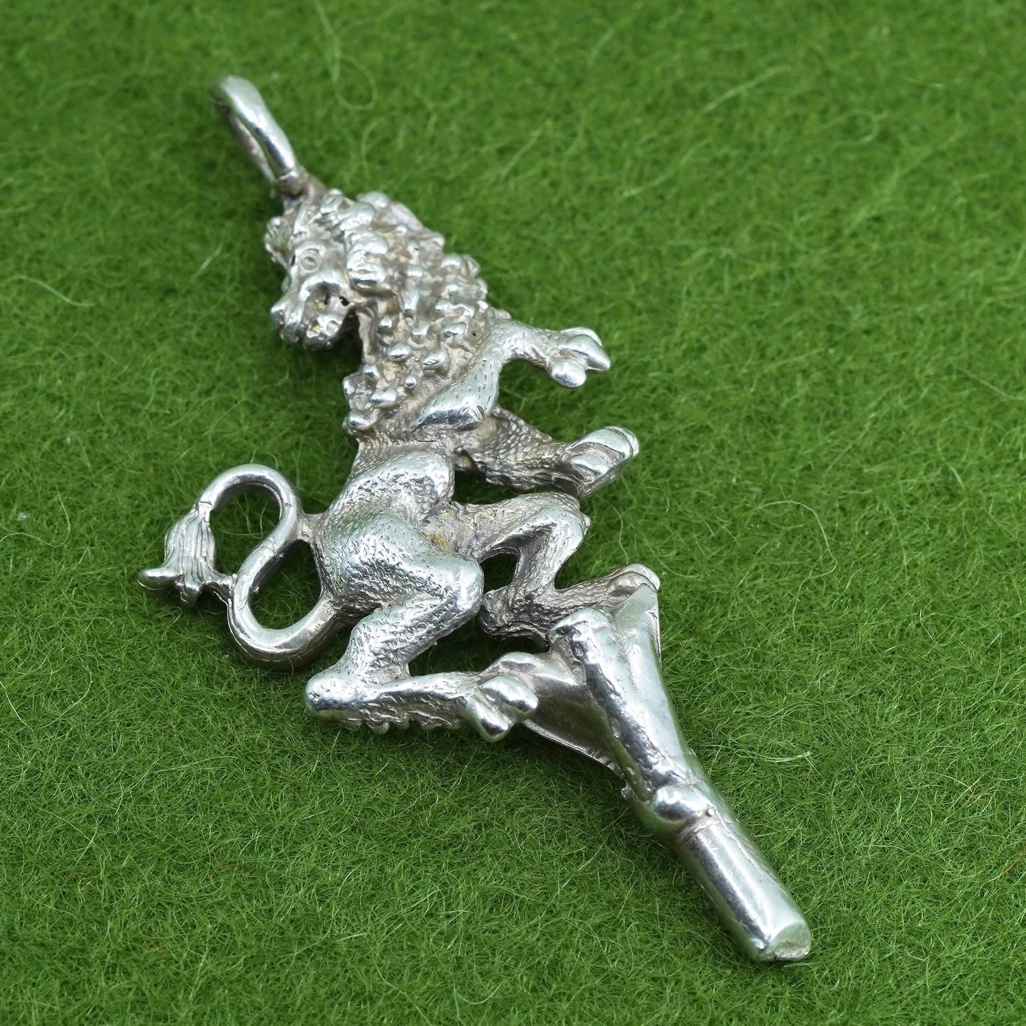 Vintage Sterling silver handmade pendant, 925 royal lion
