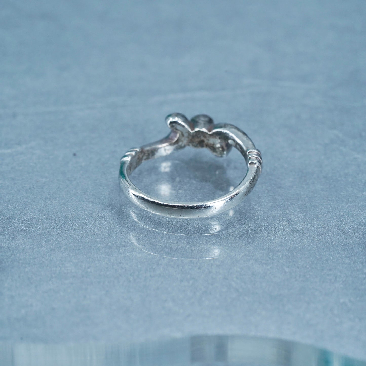 Size 7.25, Sterling 925 silver ring, gold club band with 14K yellow gold ball