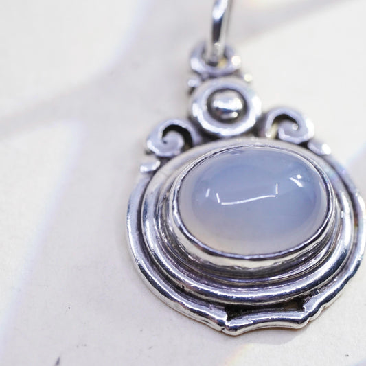 Vintage Sterling 925 silver handmade pendant with Chalcedony