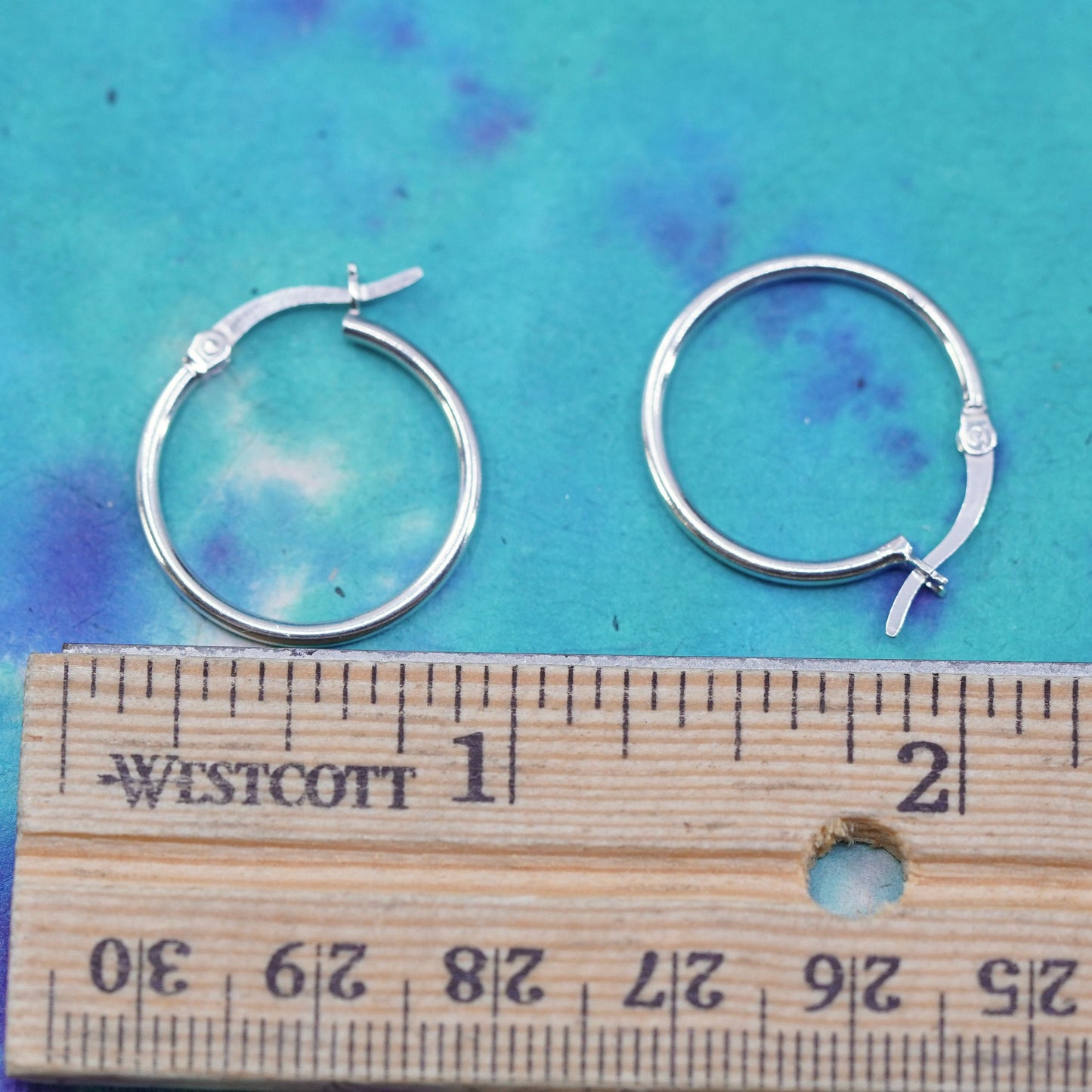 0.75”, Vintage Sterling silver handmade earrings, maxico 925 hoops