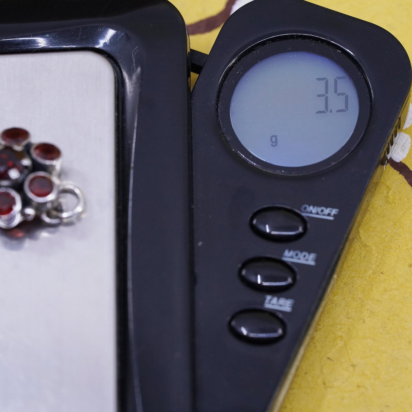 Vintage Sterling silver handmade pendant, 925 silver flower charm with garnet