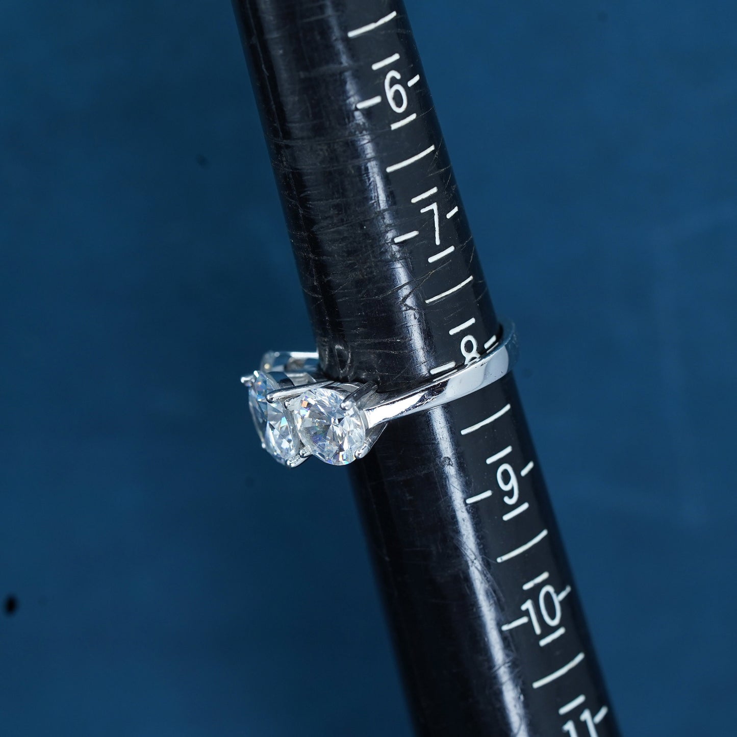 Size 8, vintage Sterling 925 silver handmade ring with cluster Cz