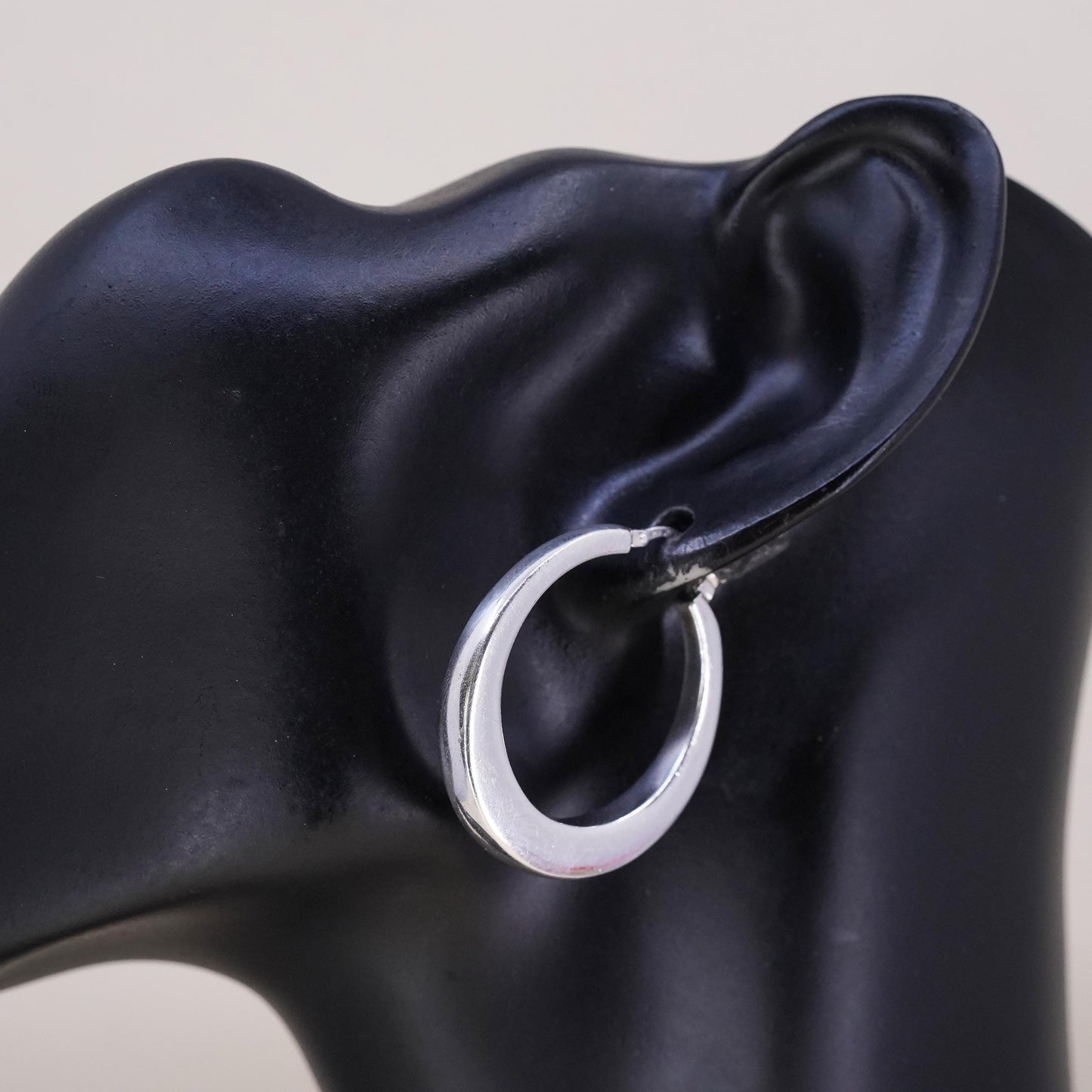 1.25", Vintage Italian Milor sterling silver 950 single 1 earring, square hoop